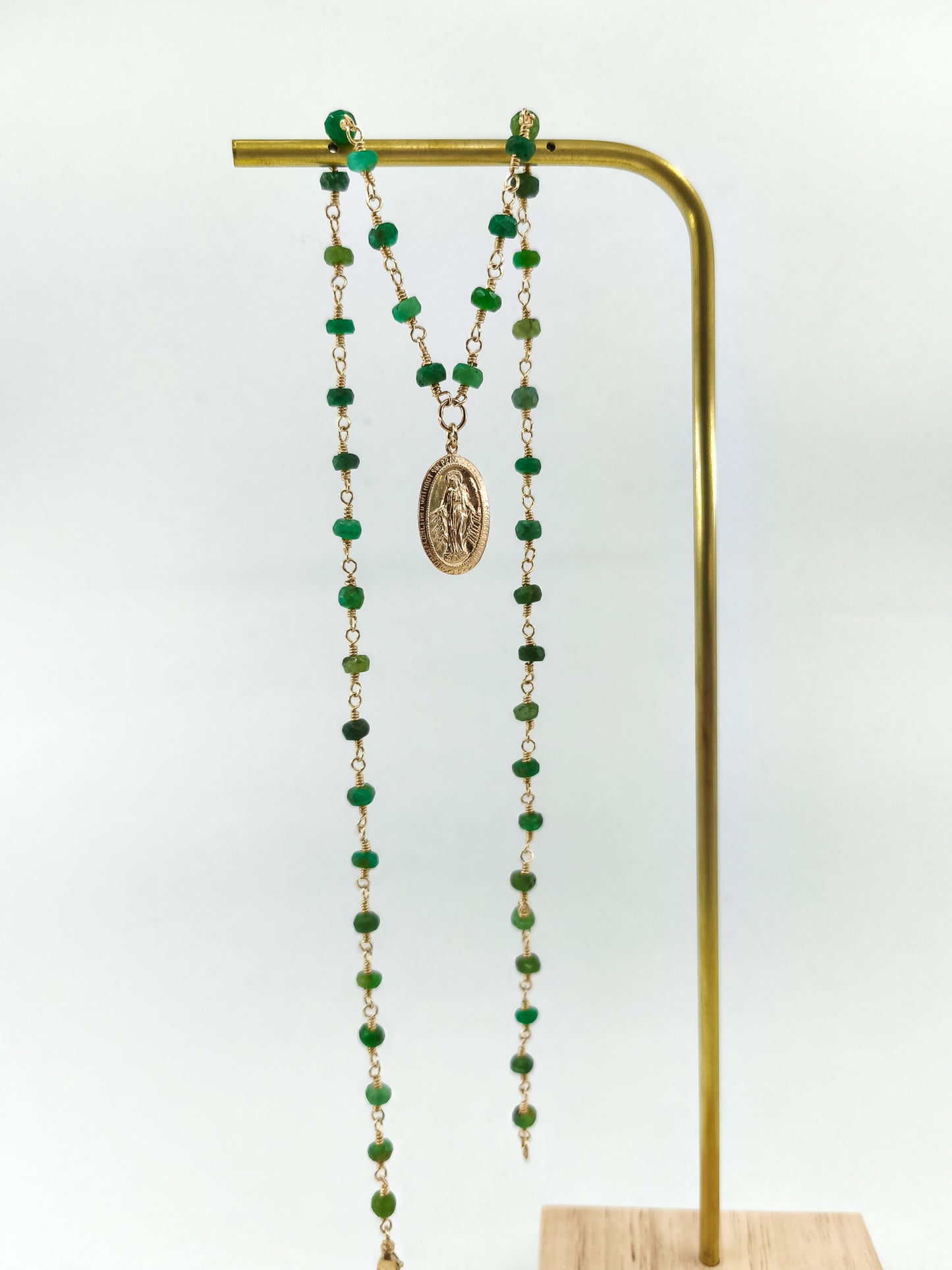 Emerald Madonna necklace - 14k gold filled