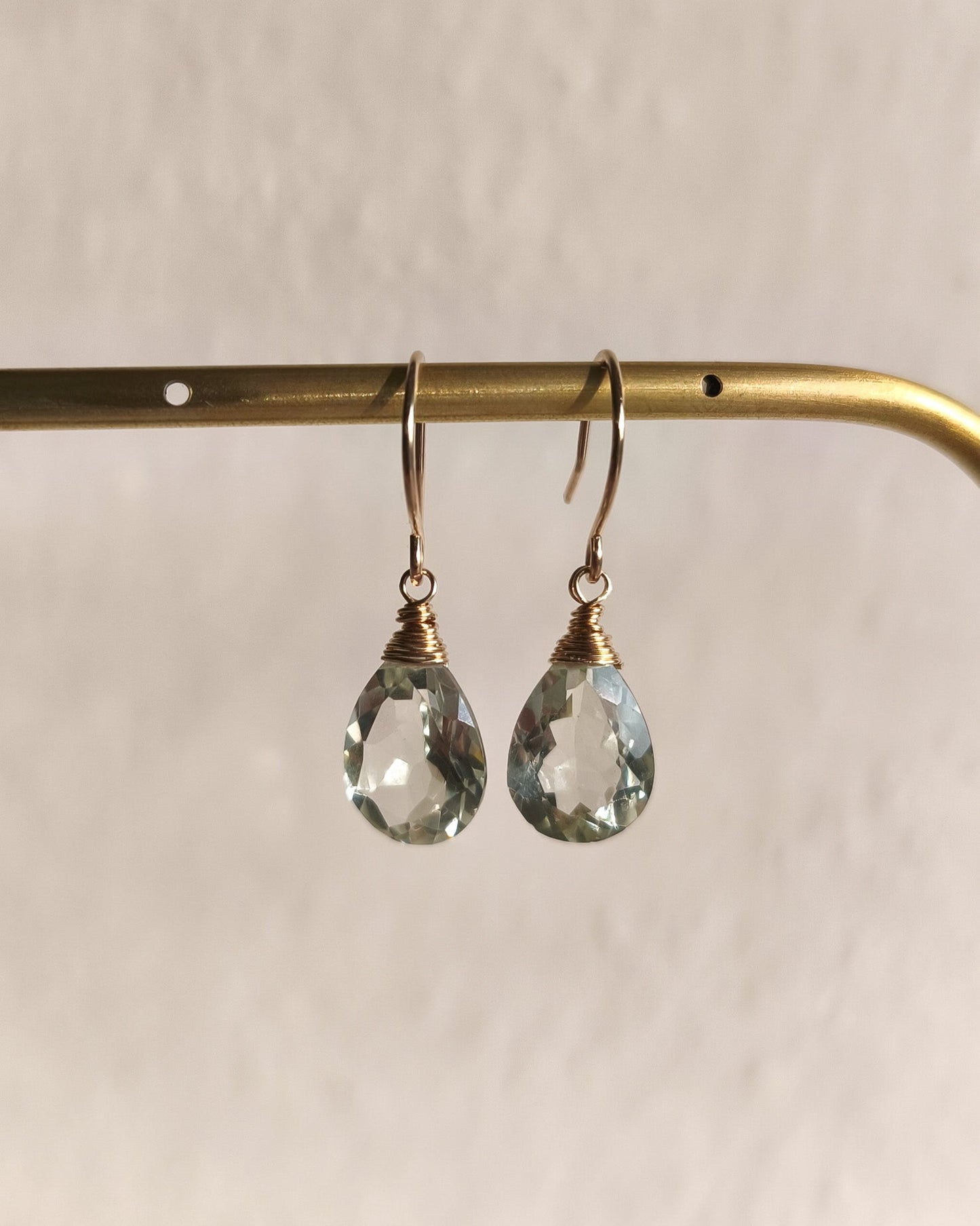 Drop earrings - green amethyst