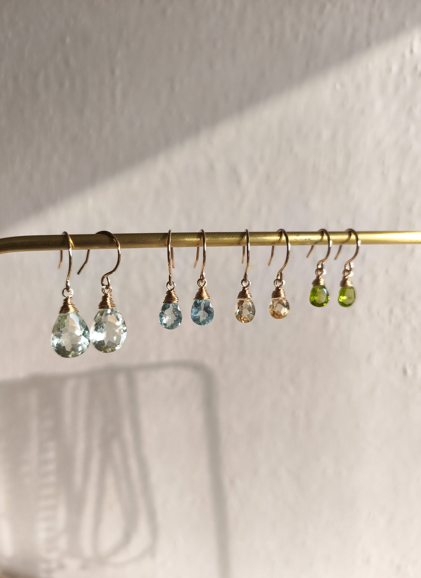 Peridot teardrop earrings - 14k gold filled