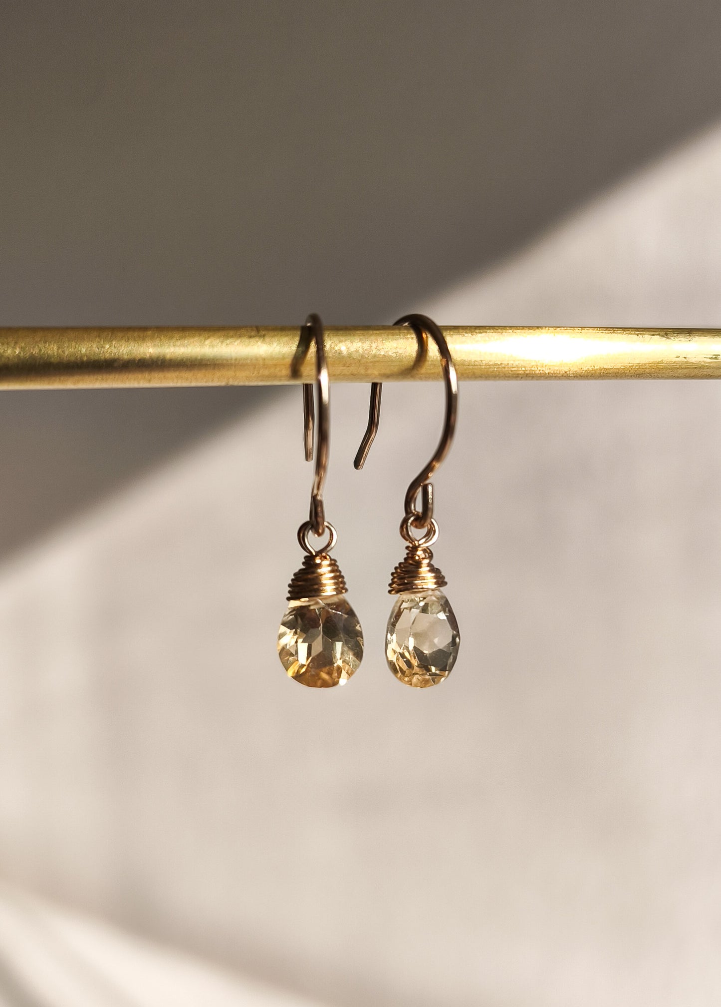 Citrine teardrop earrings - 14k gold filled
