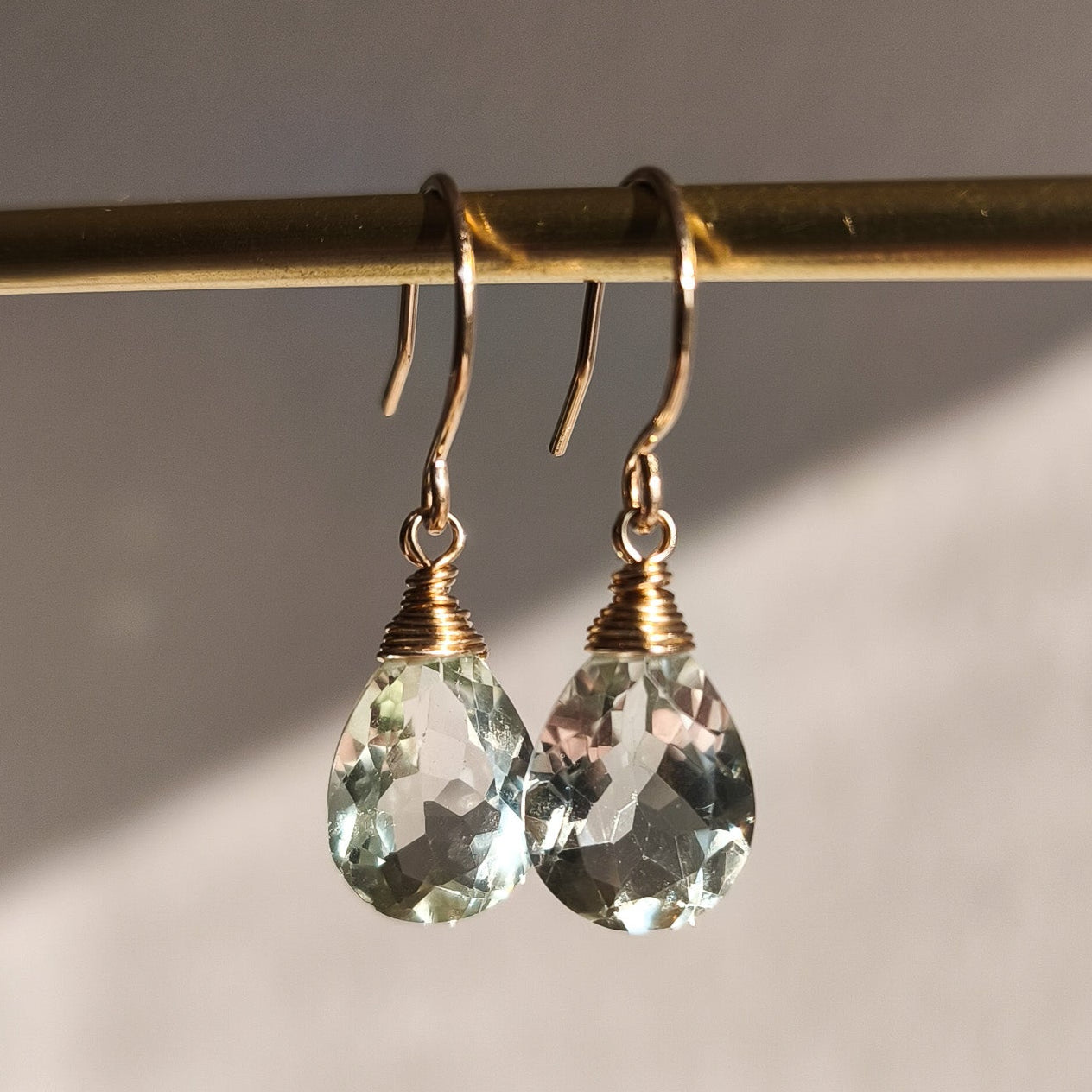 Drop earrings - green amethyst
