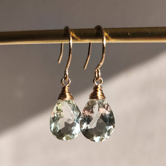 Drop earrings - green amethyst