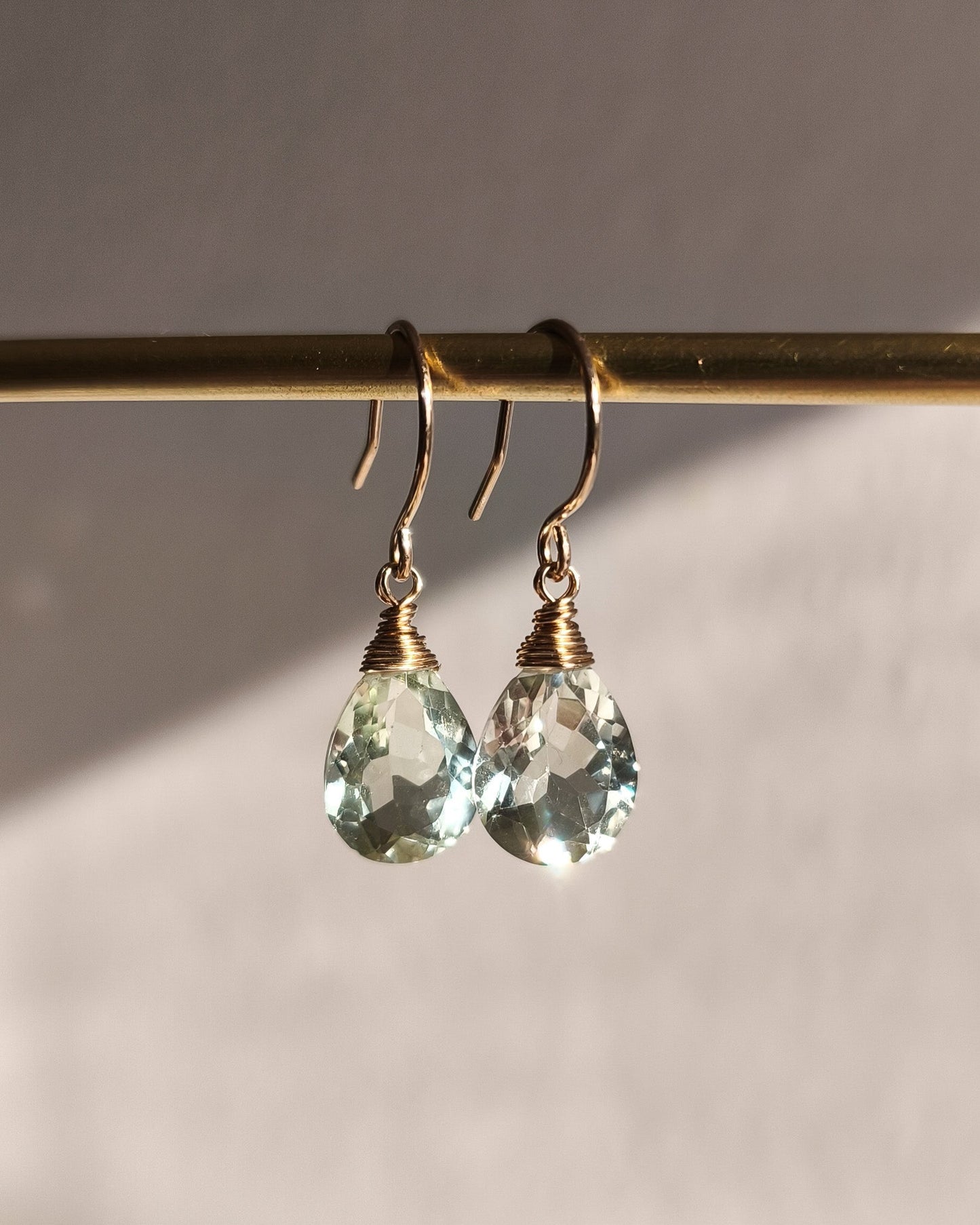 Drop earrings - green amethyst