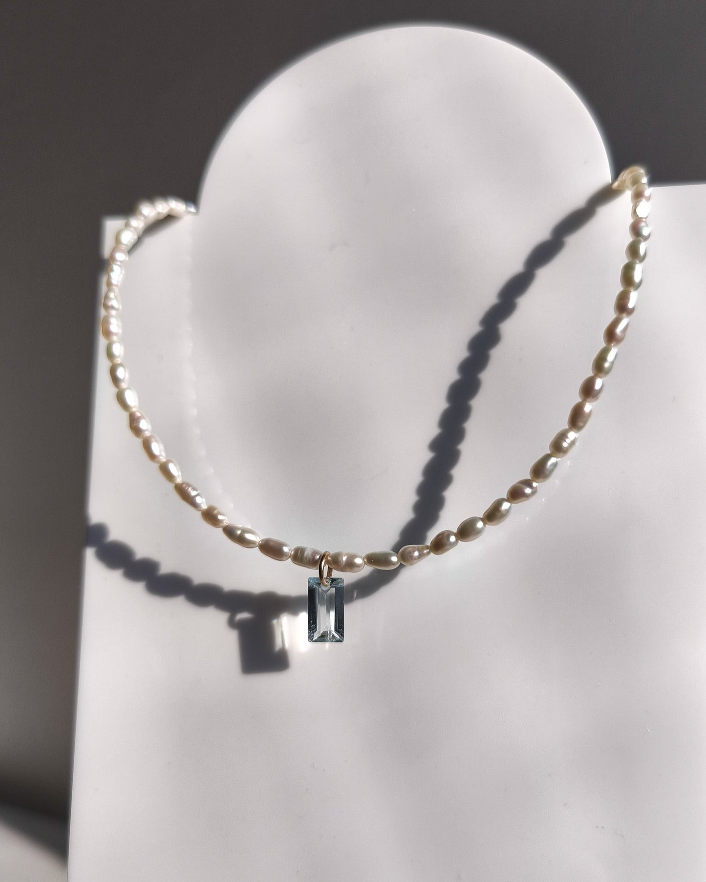 Pearl and aquamarine necklace