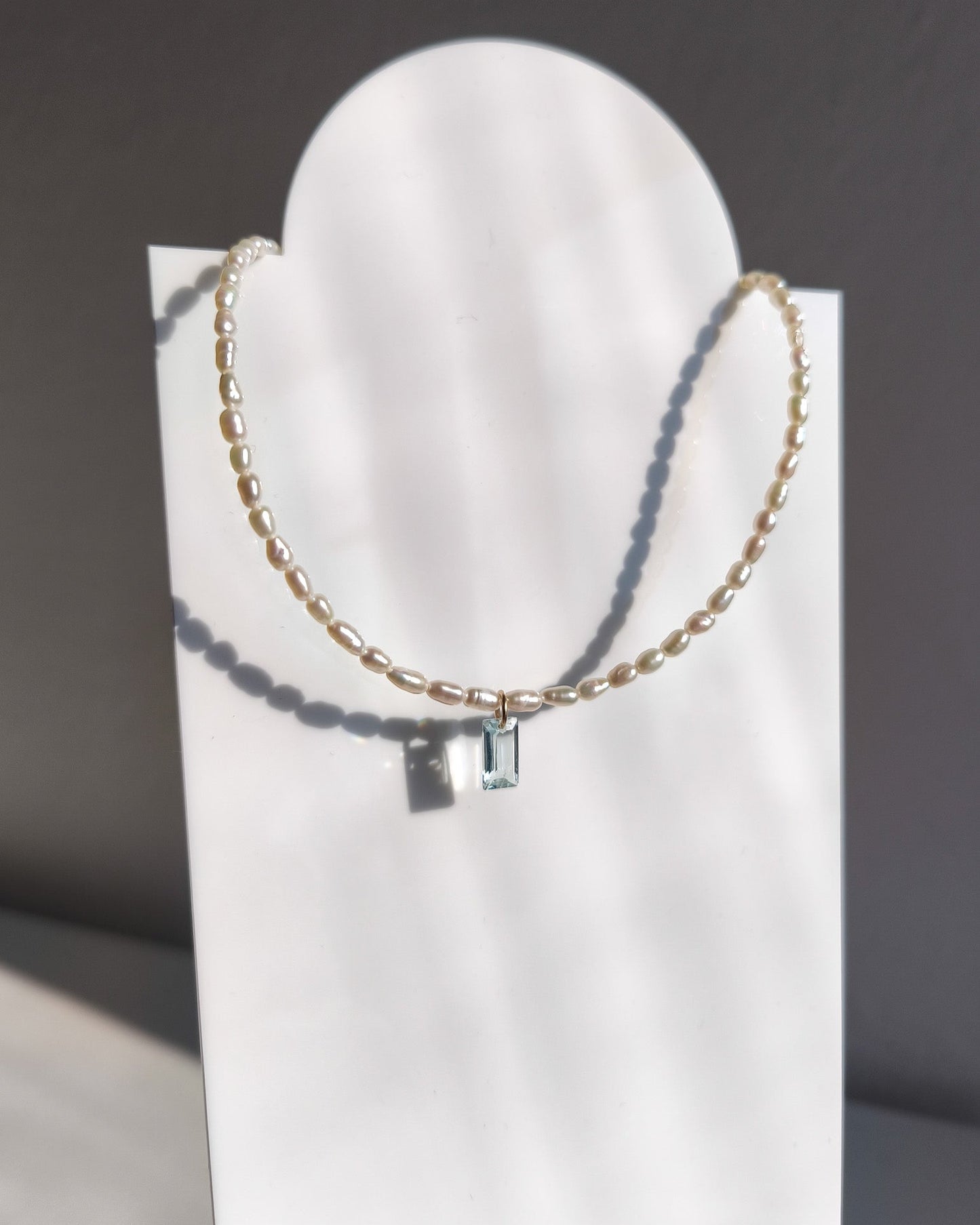 Pearl and aquamarine necklace