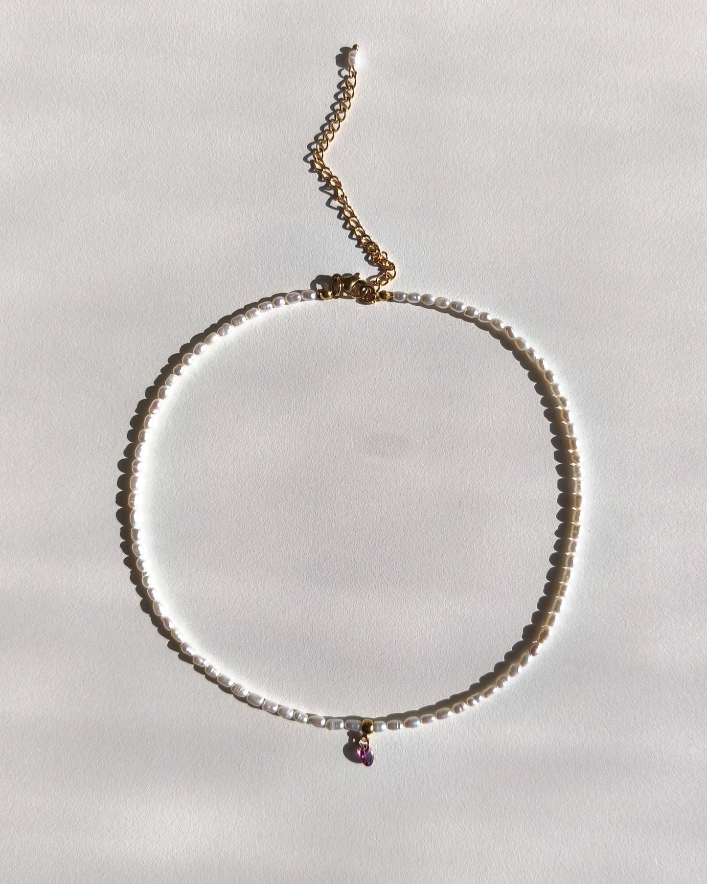 Pearl and rhodolite necklace