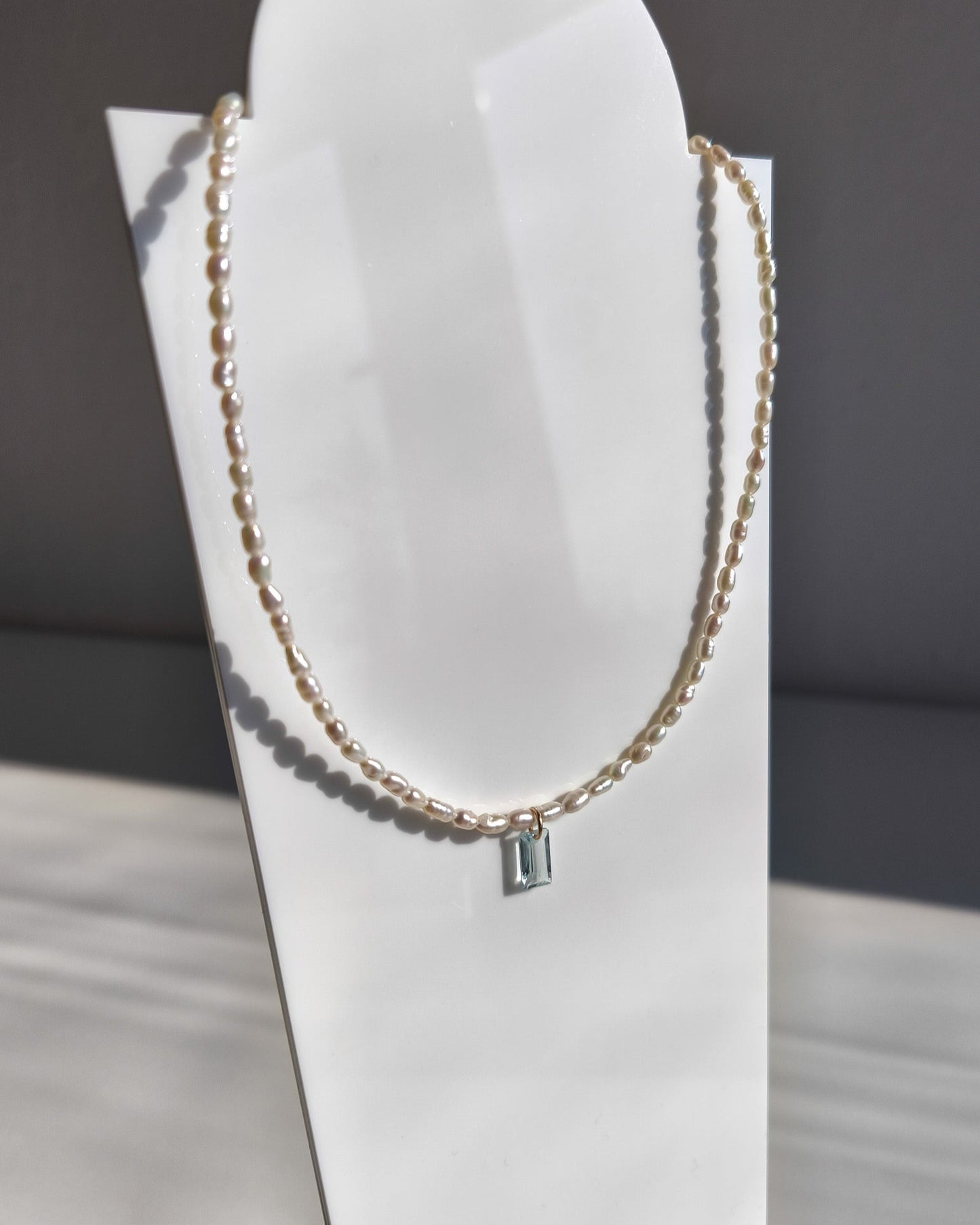 Pearl and aquamarine necklace