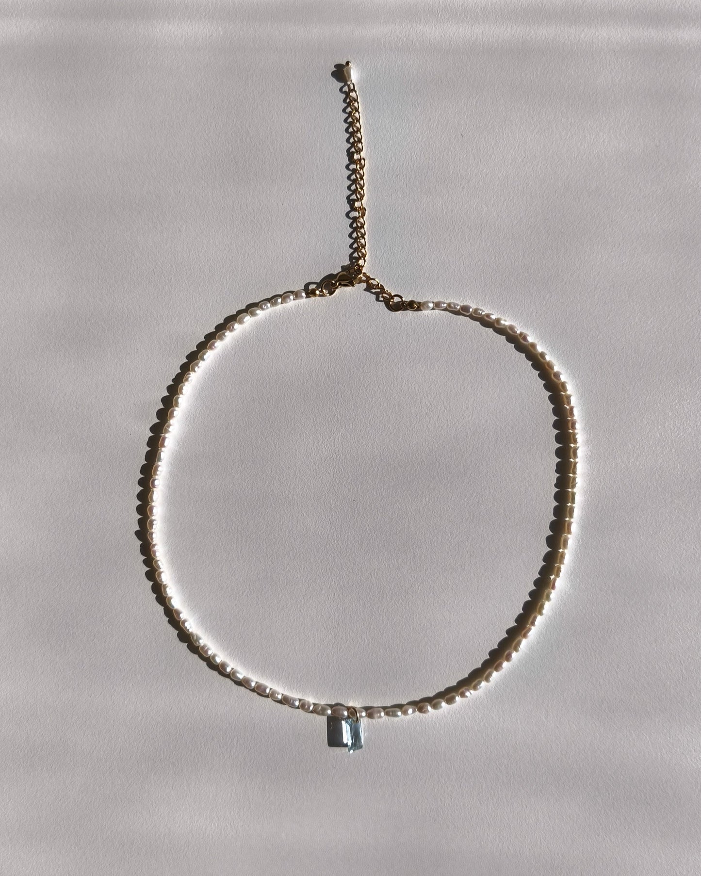 Pearl and aquamarine necklace