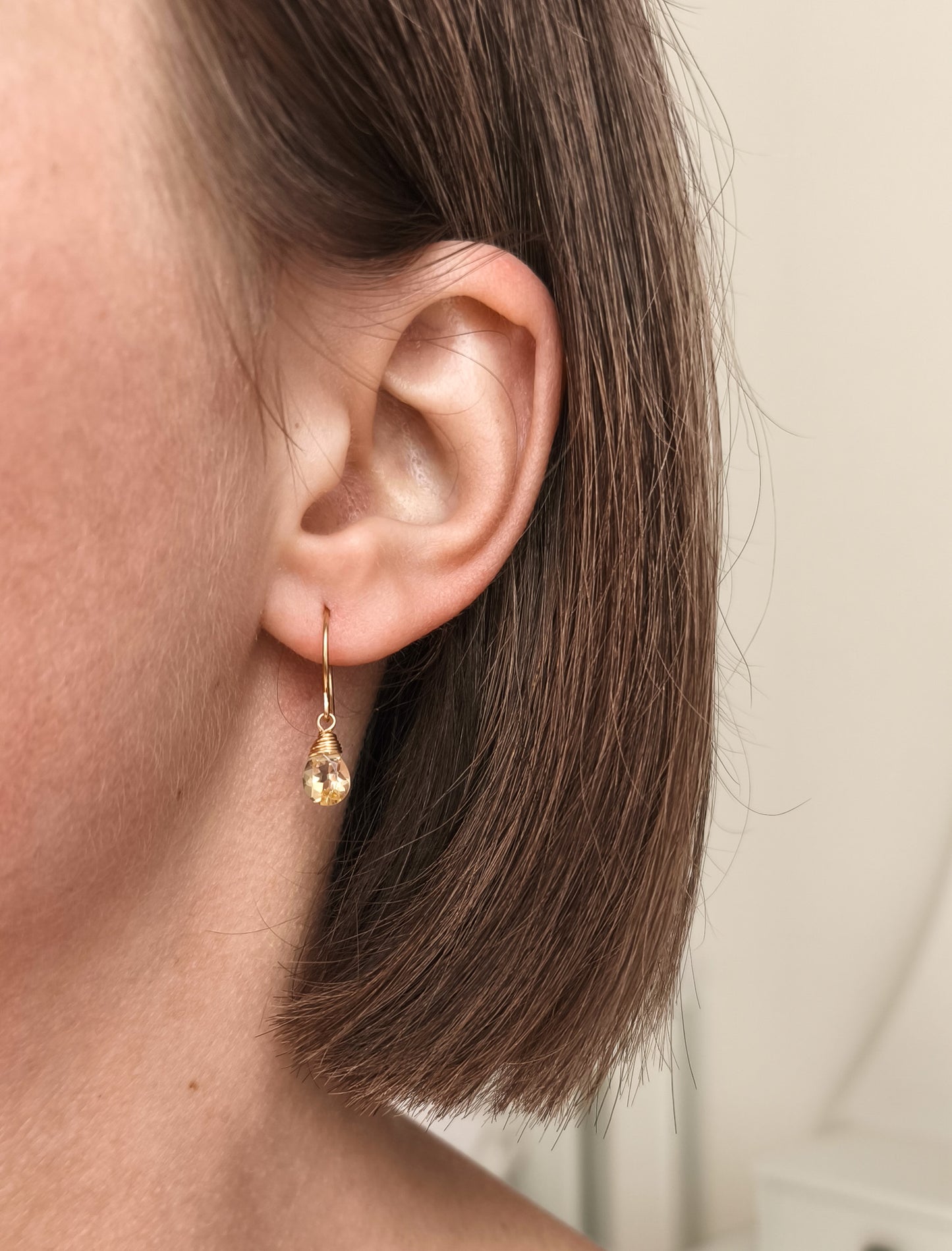 Citrine teardrop earrings - 14k gold filled