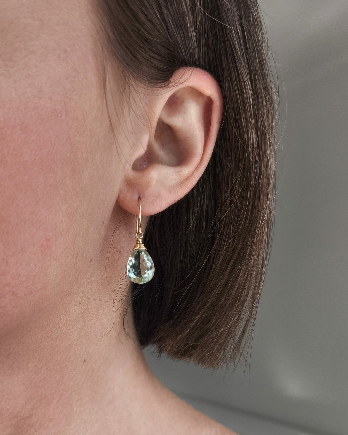 Drop earrings - green amethyst