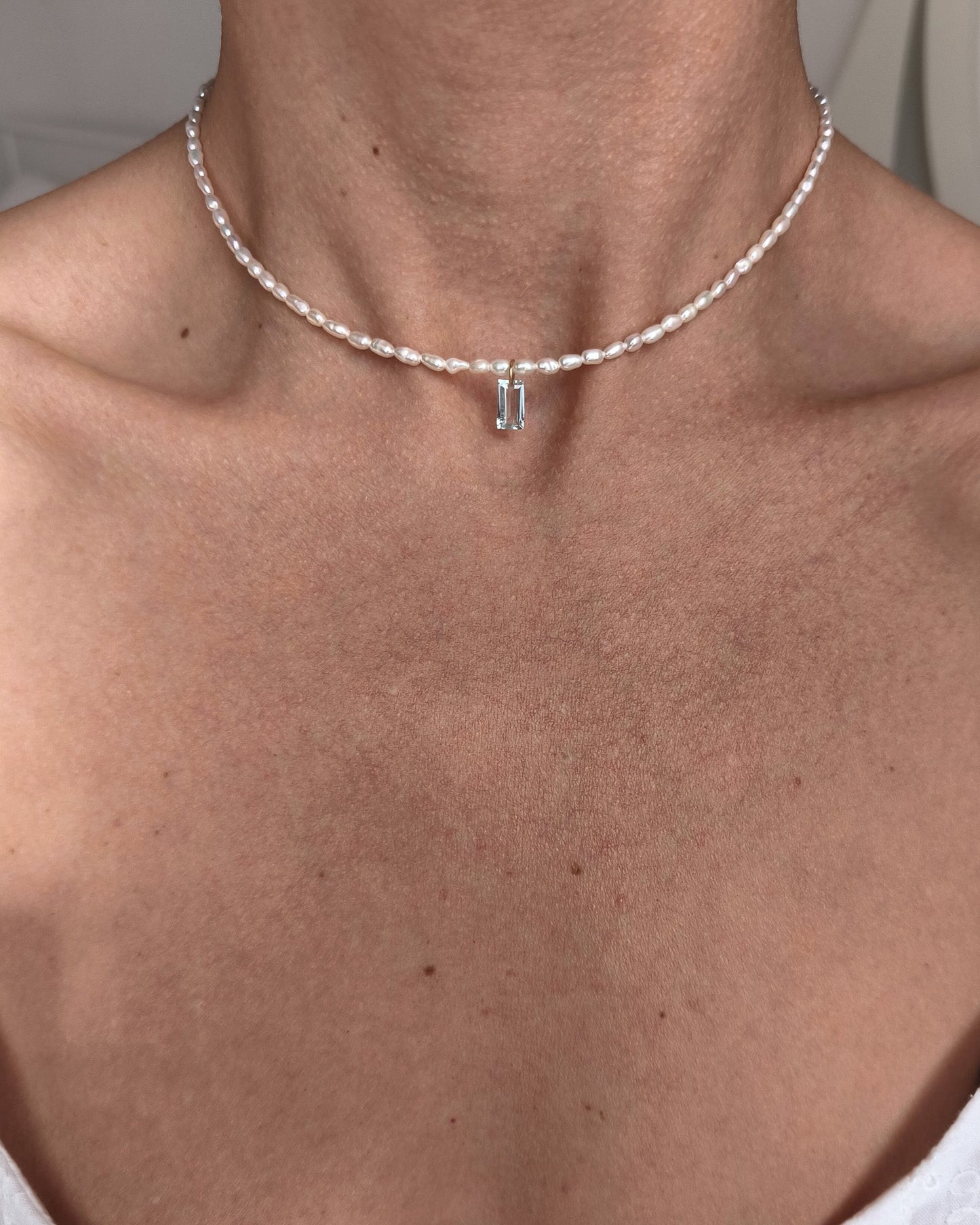 Pearl and aquamarine necklace