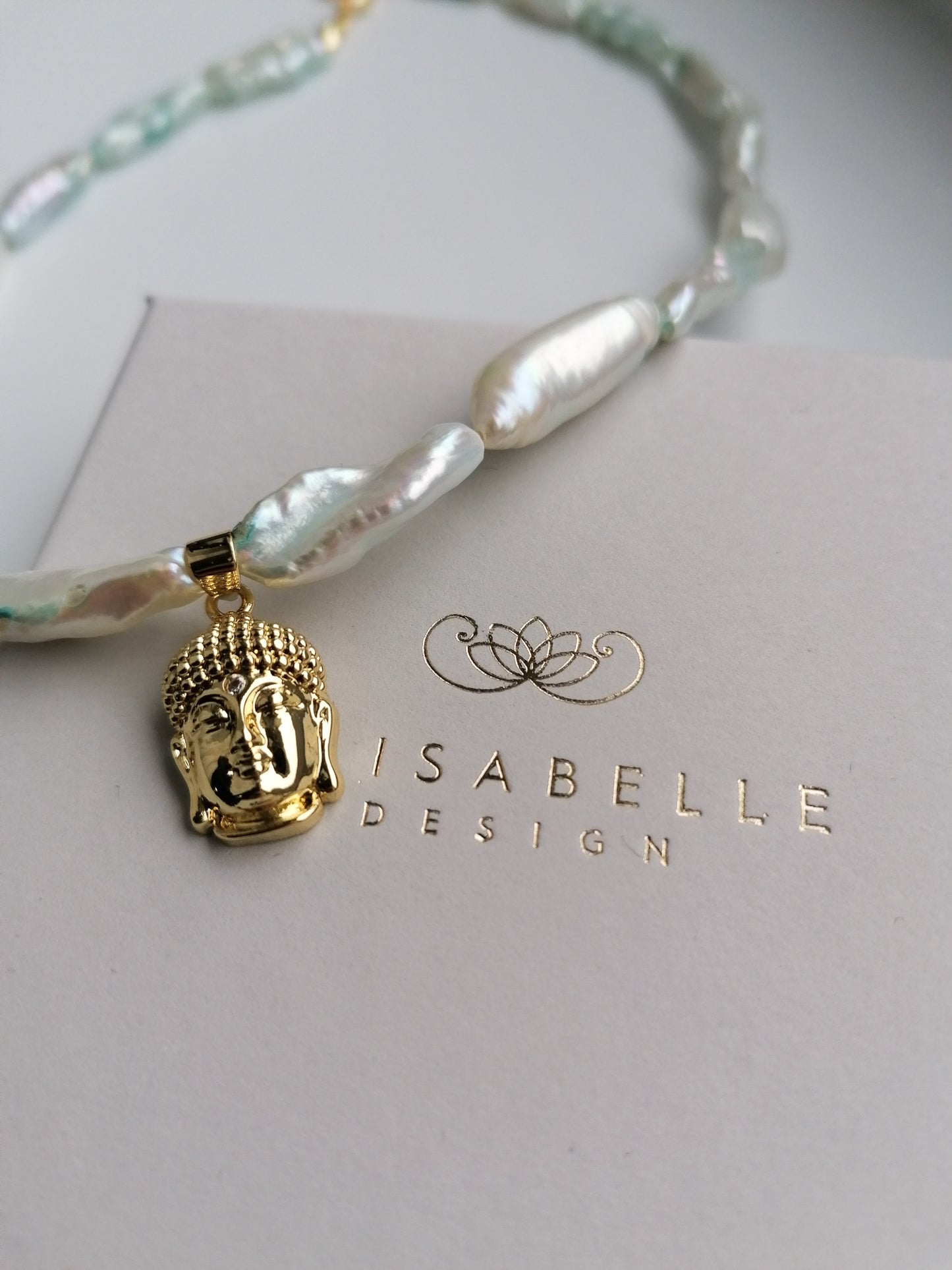 Mint buddha necklace