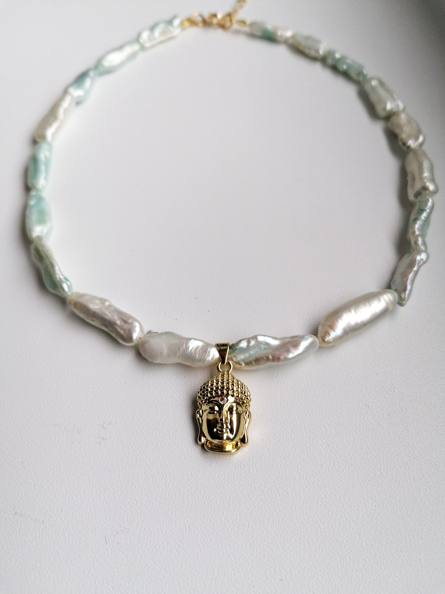 Mint buddha necklace