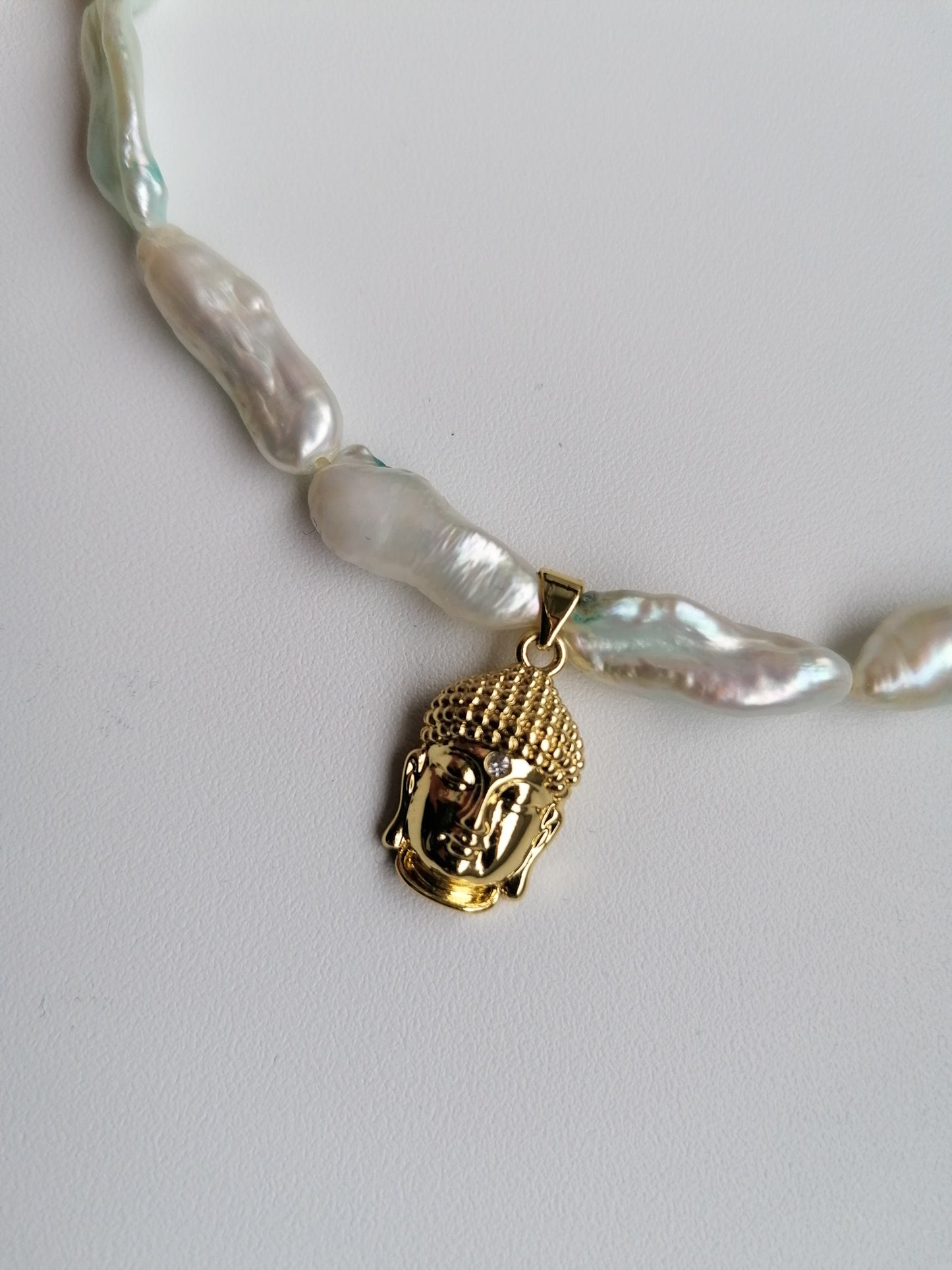 Mint buddha necklace