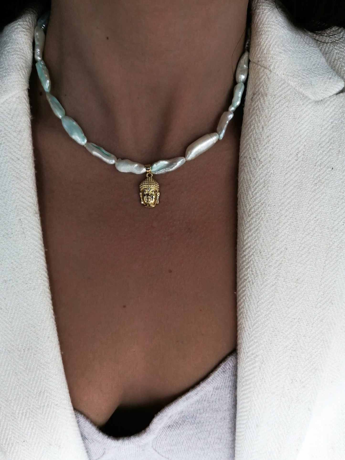 Mint buddha necklace