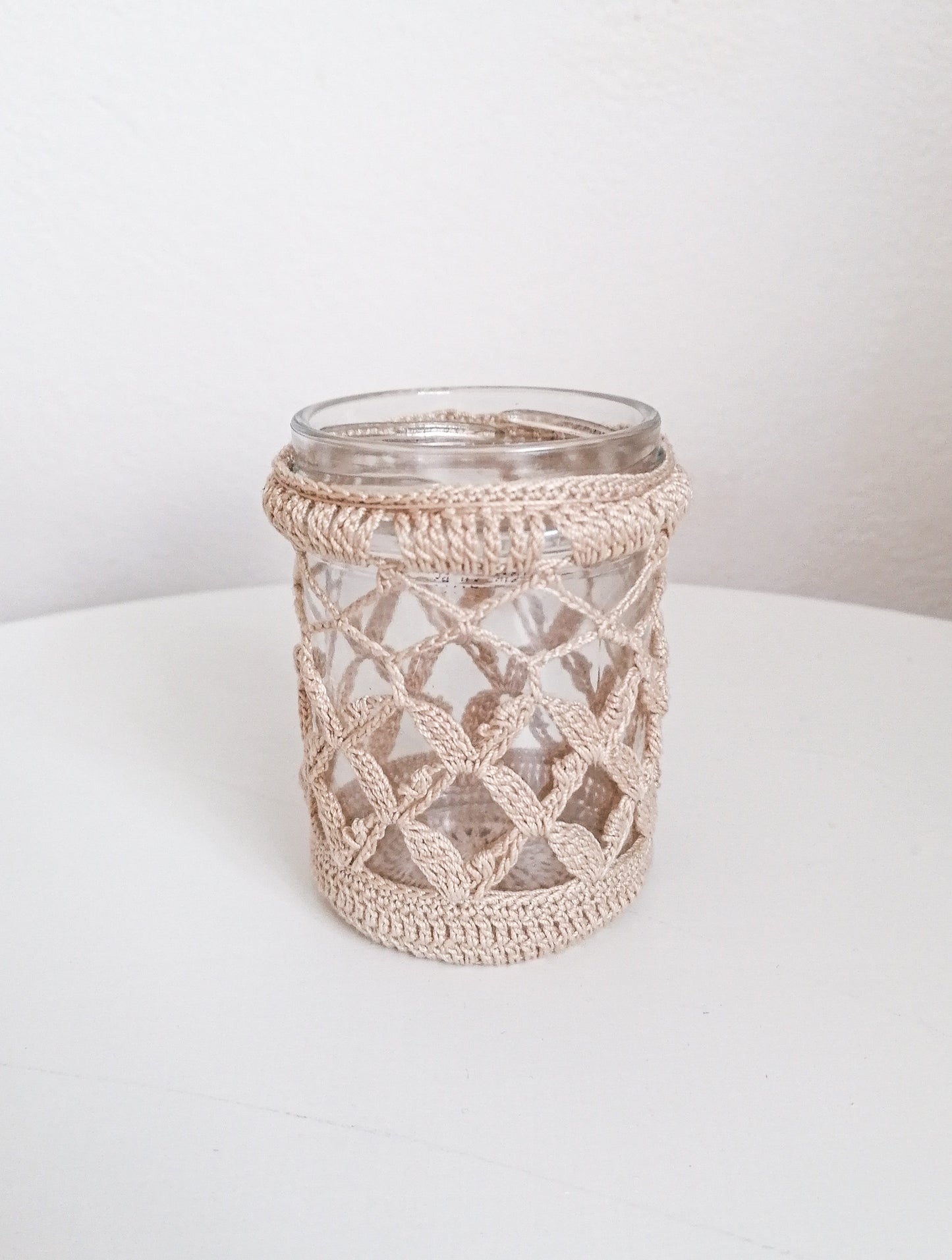Small beige candle holder