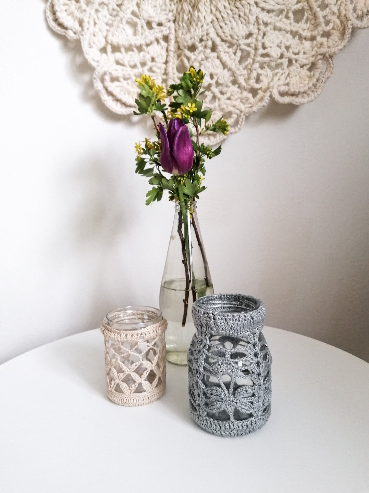 Gray dragonfly candle holder