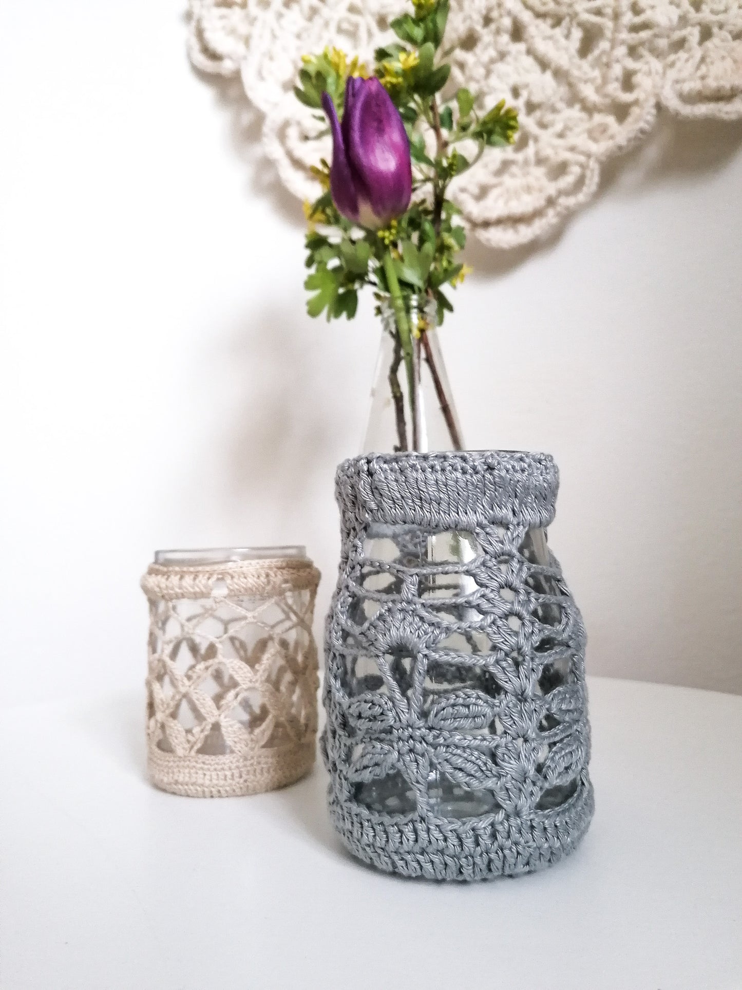 Gray dragonfly candle holder