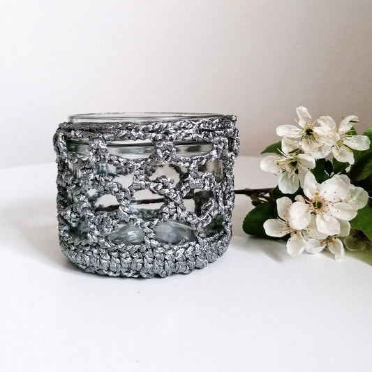 Low gray candle holder