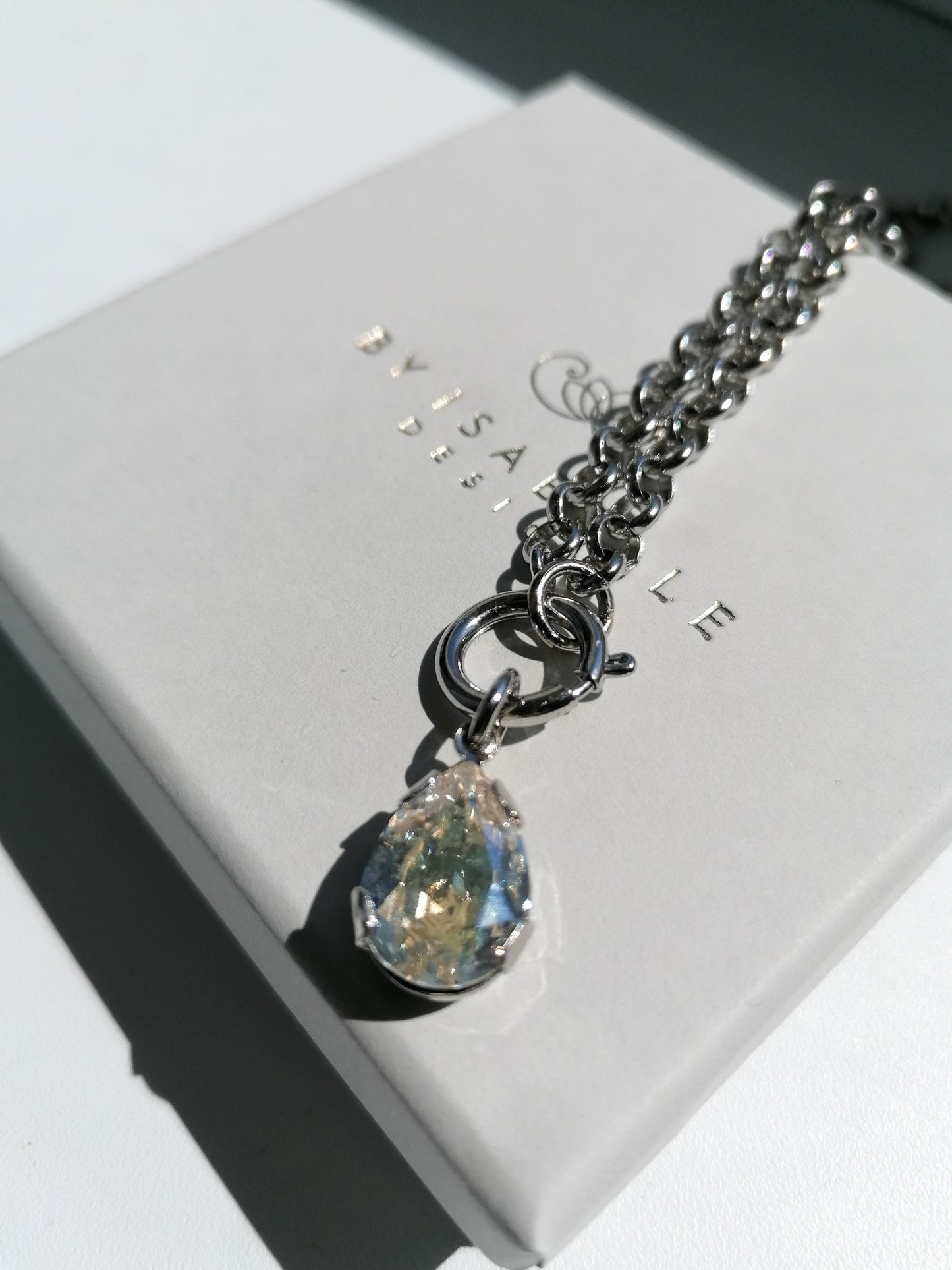 Silver crystal necklace