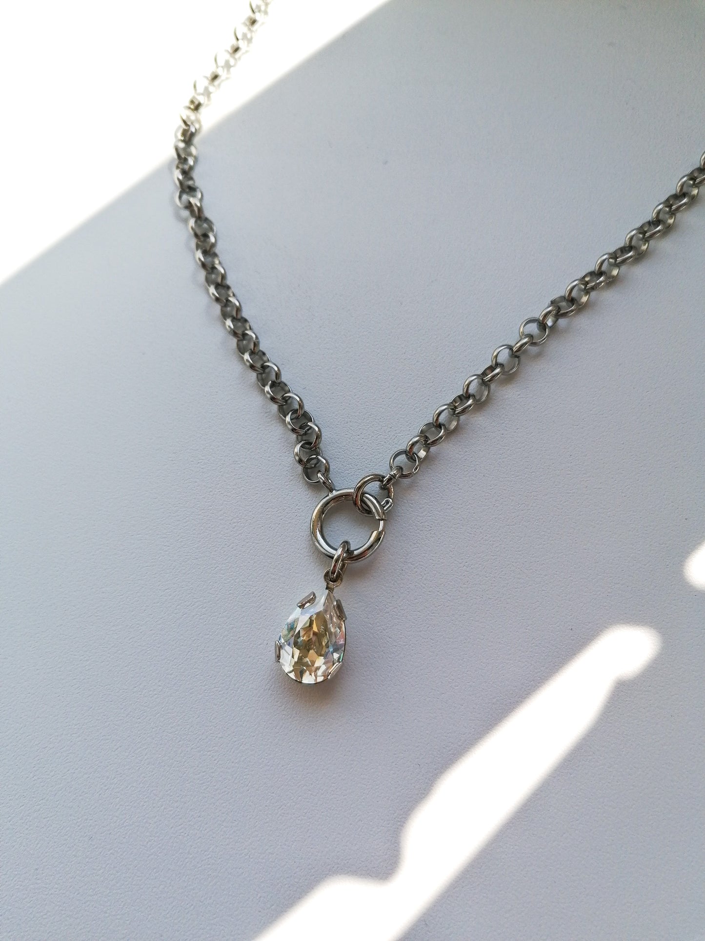 Silver crystal necklace