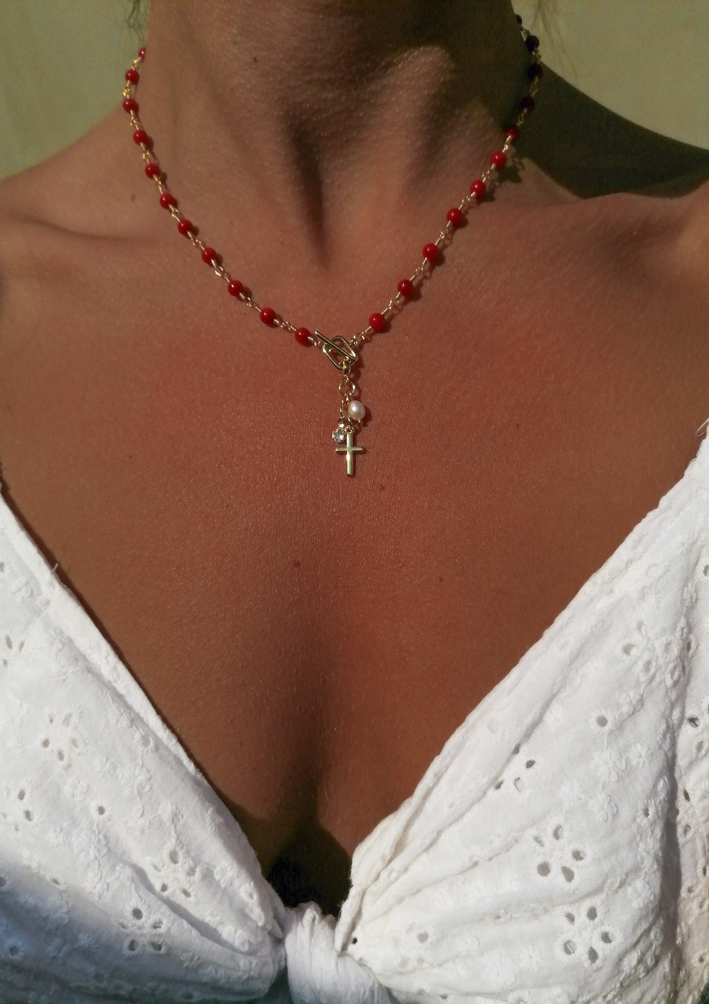 Coral rosary necklace
