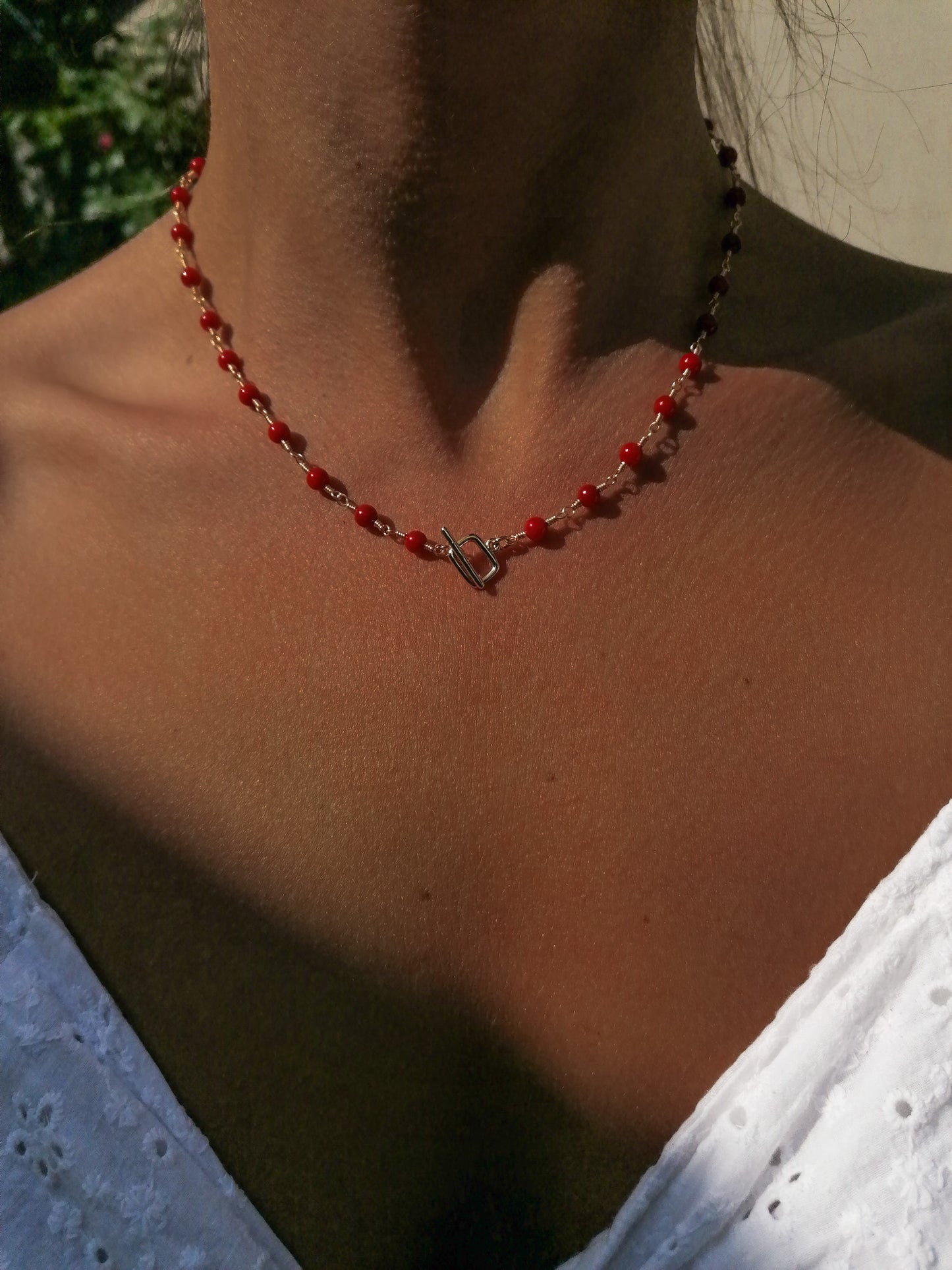 Coral rosary necklace