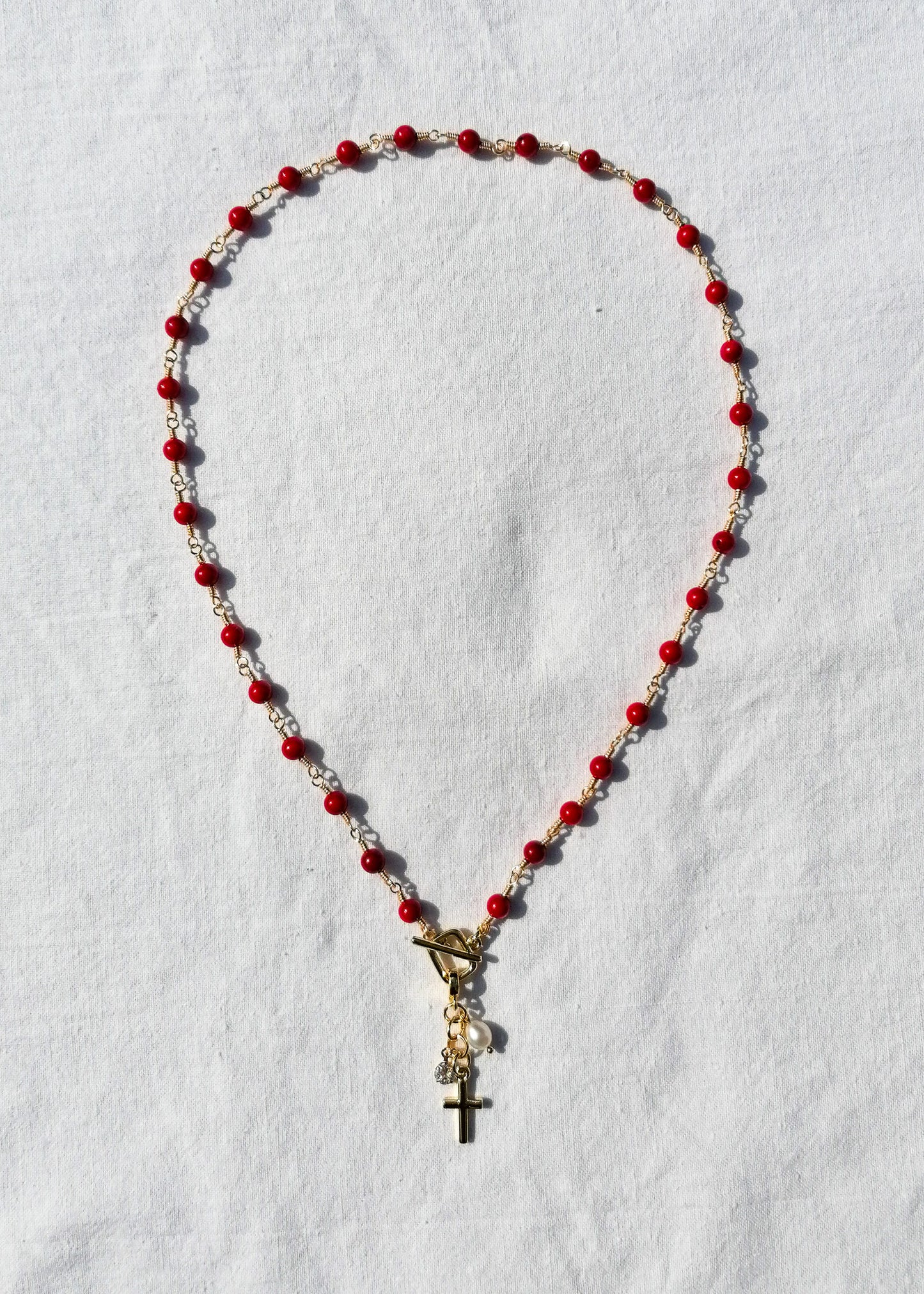 Coral rosary necklace