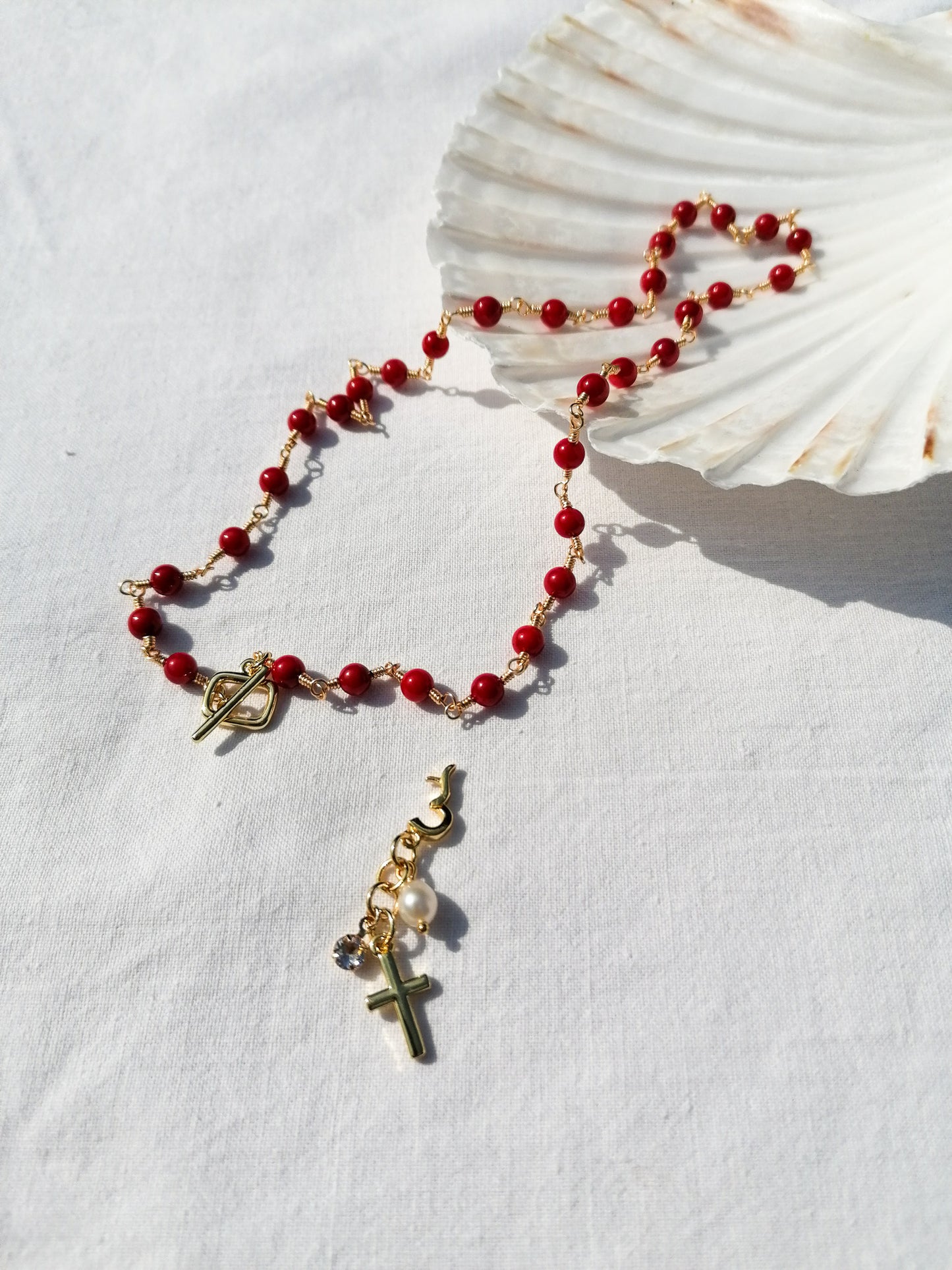 Coral rosary necklace