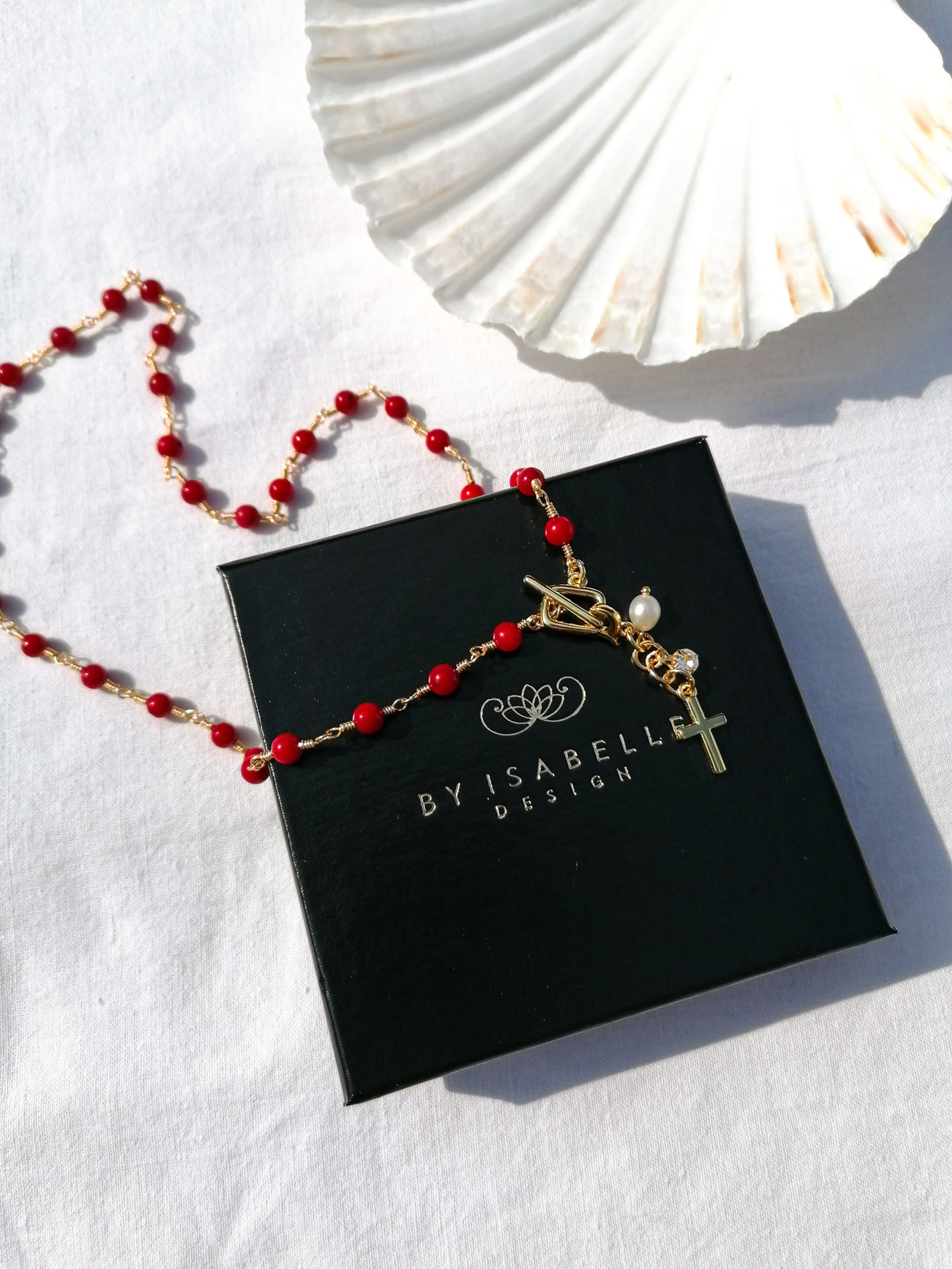 Coral rosary necklace