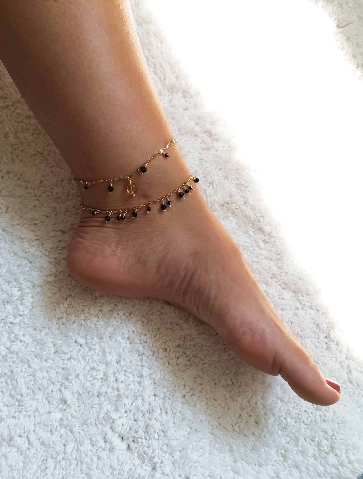 Heidi anklet - black spinel