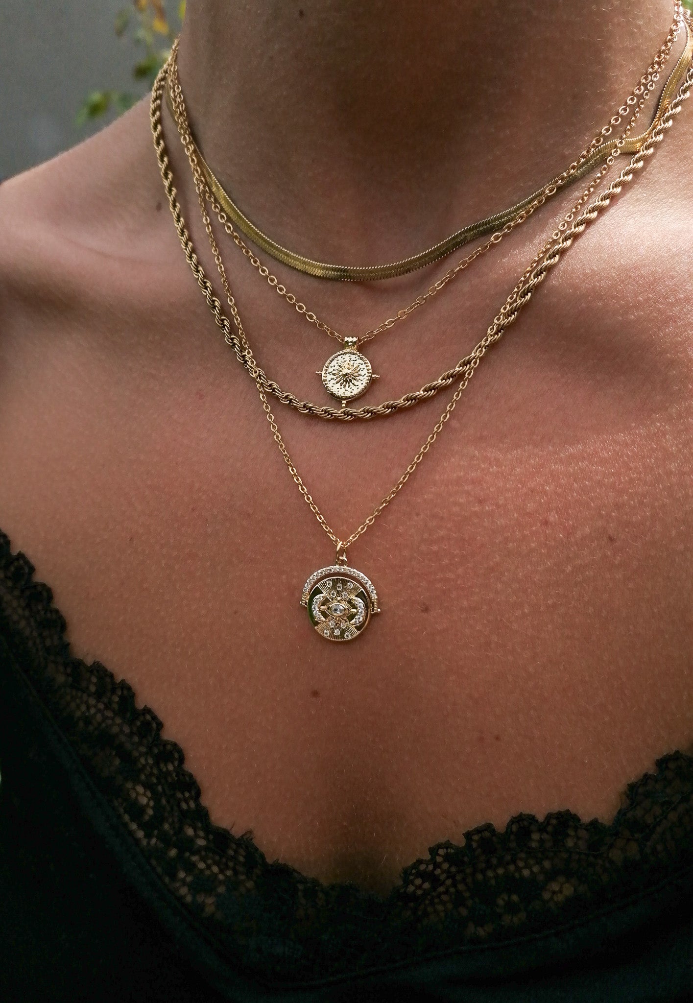 Celestial coin necklace