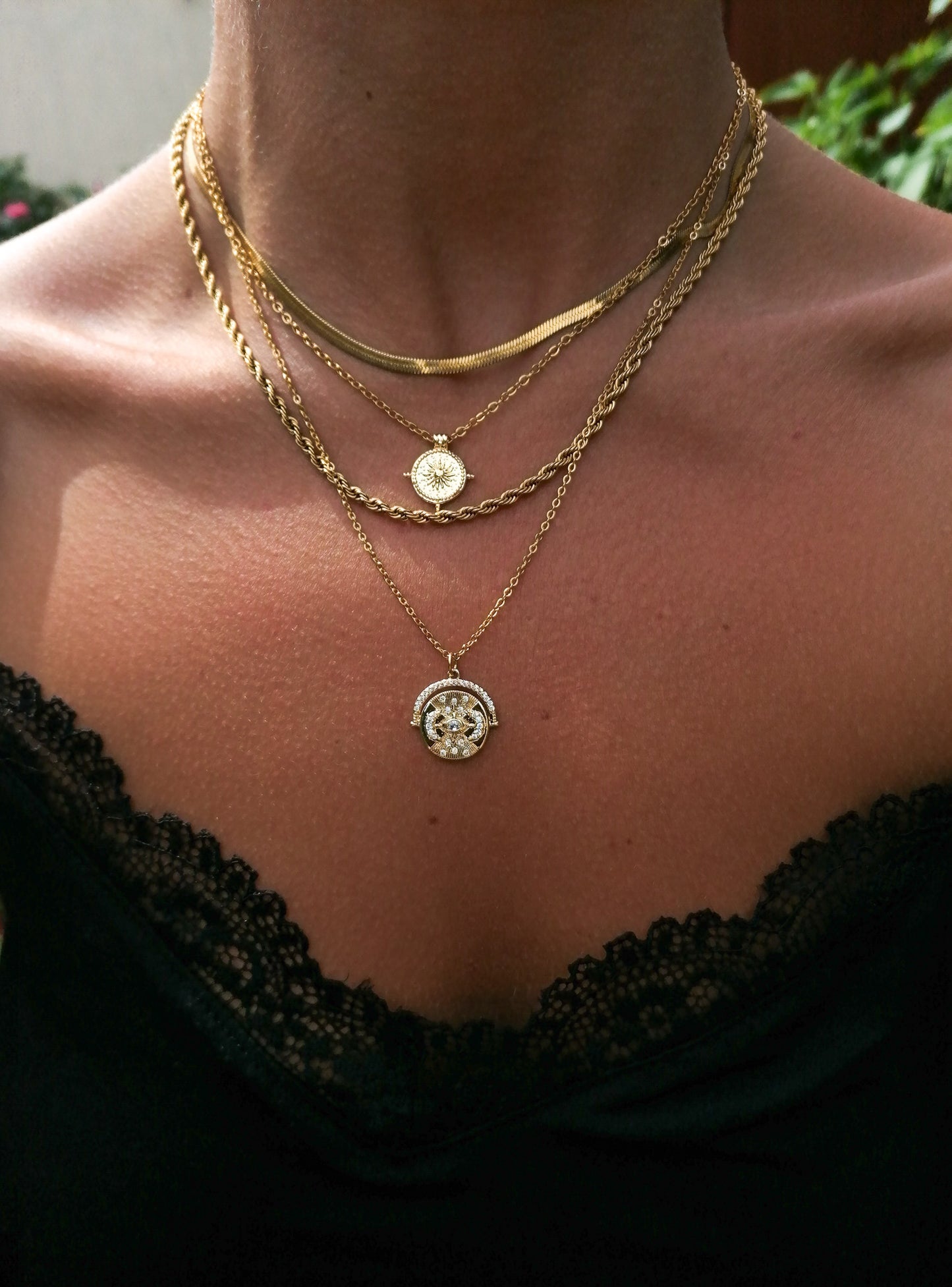Celestial coin necklace