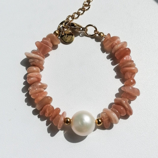 Bracelet - sunstone and pearl