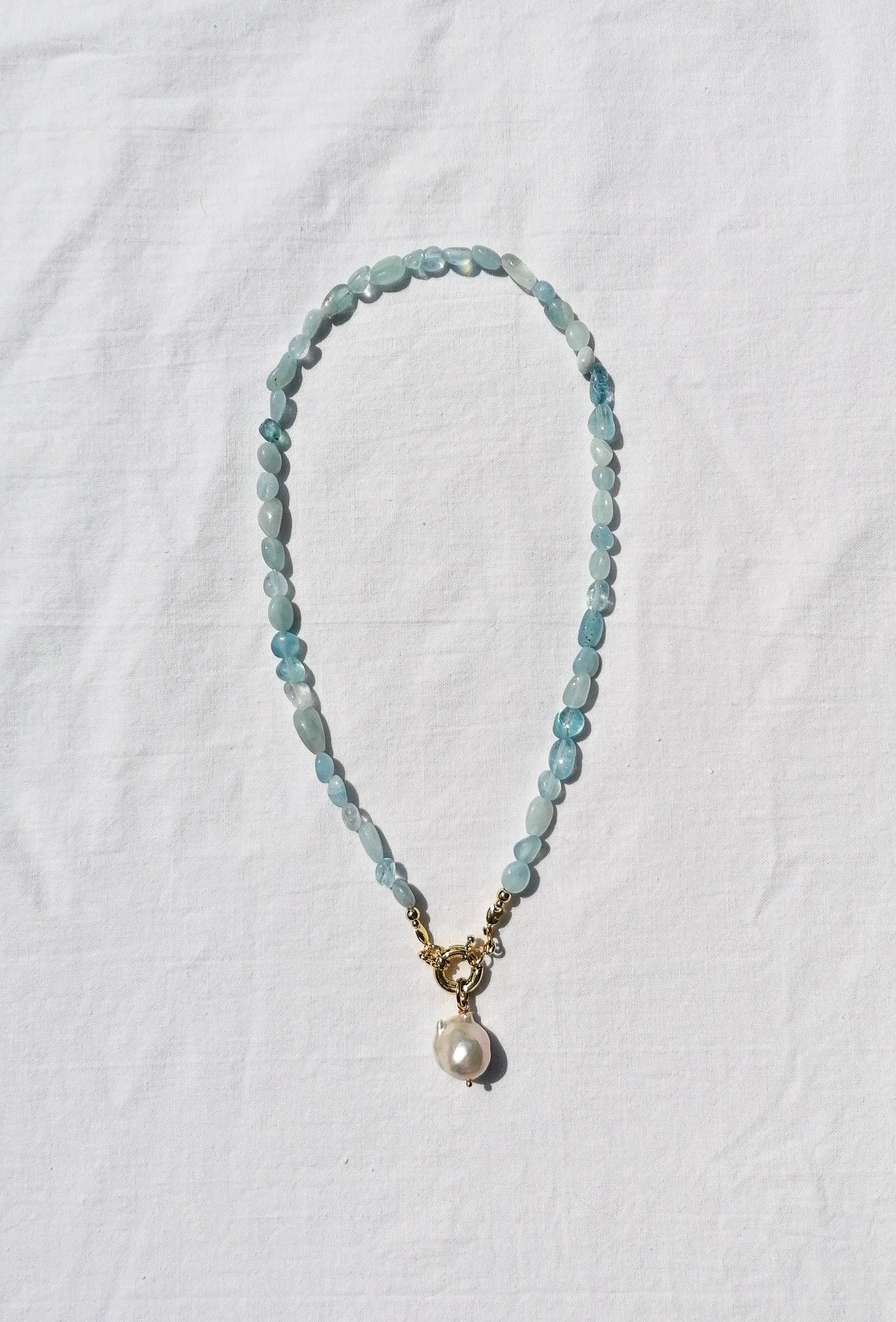 Aquamarine pearl necklace