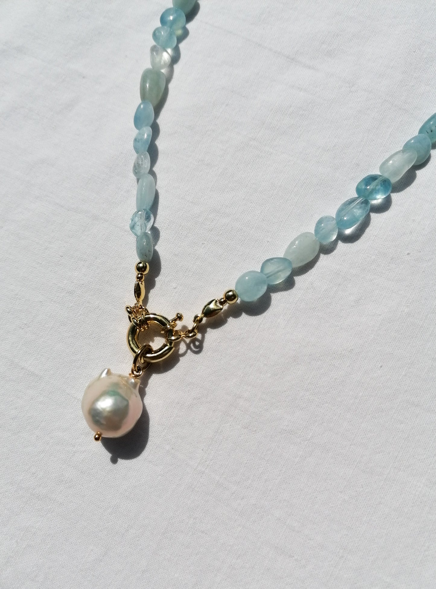 Aquamarine pearl necklace