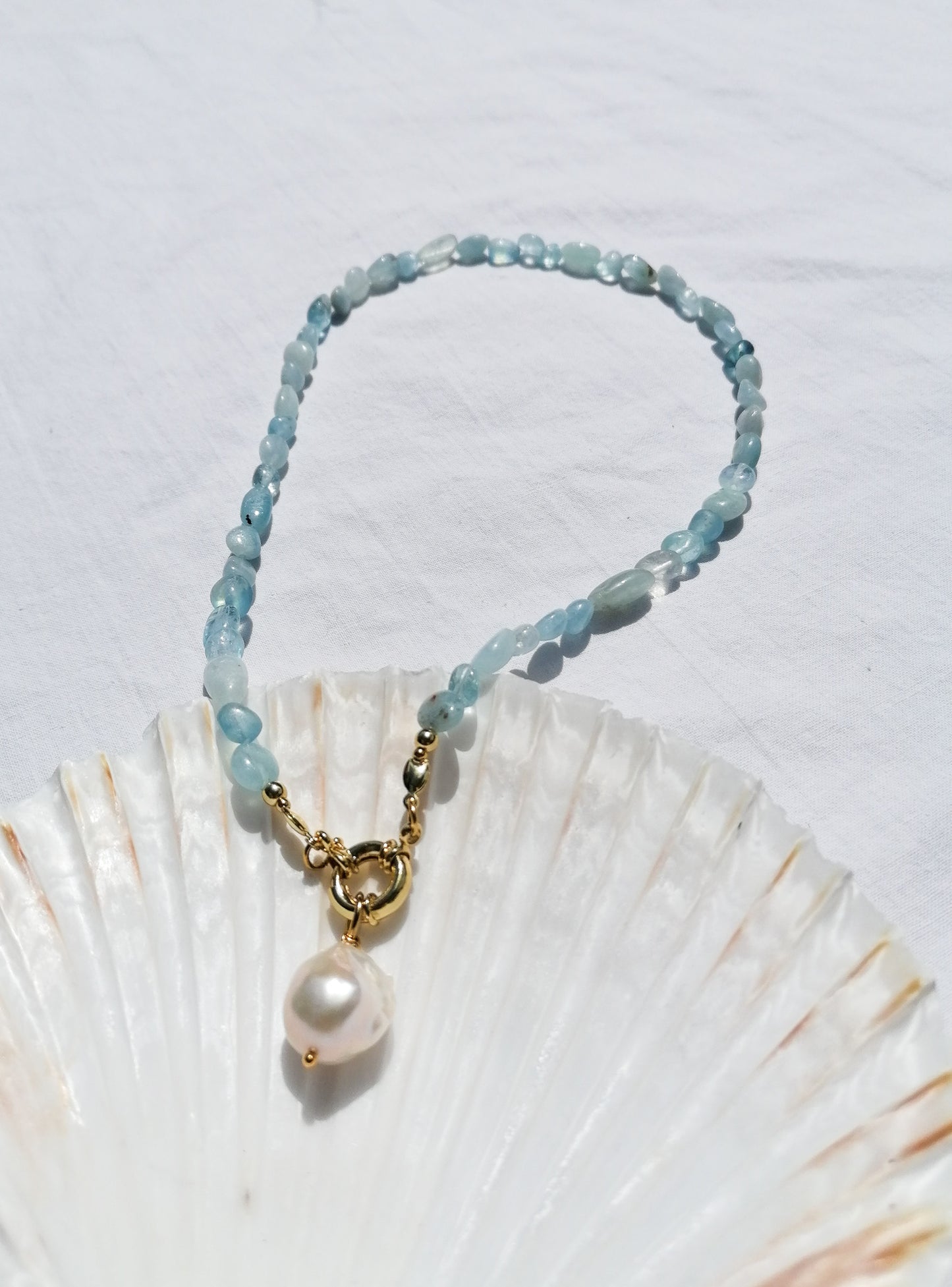 Aquamarine pearl necklace