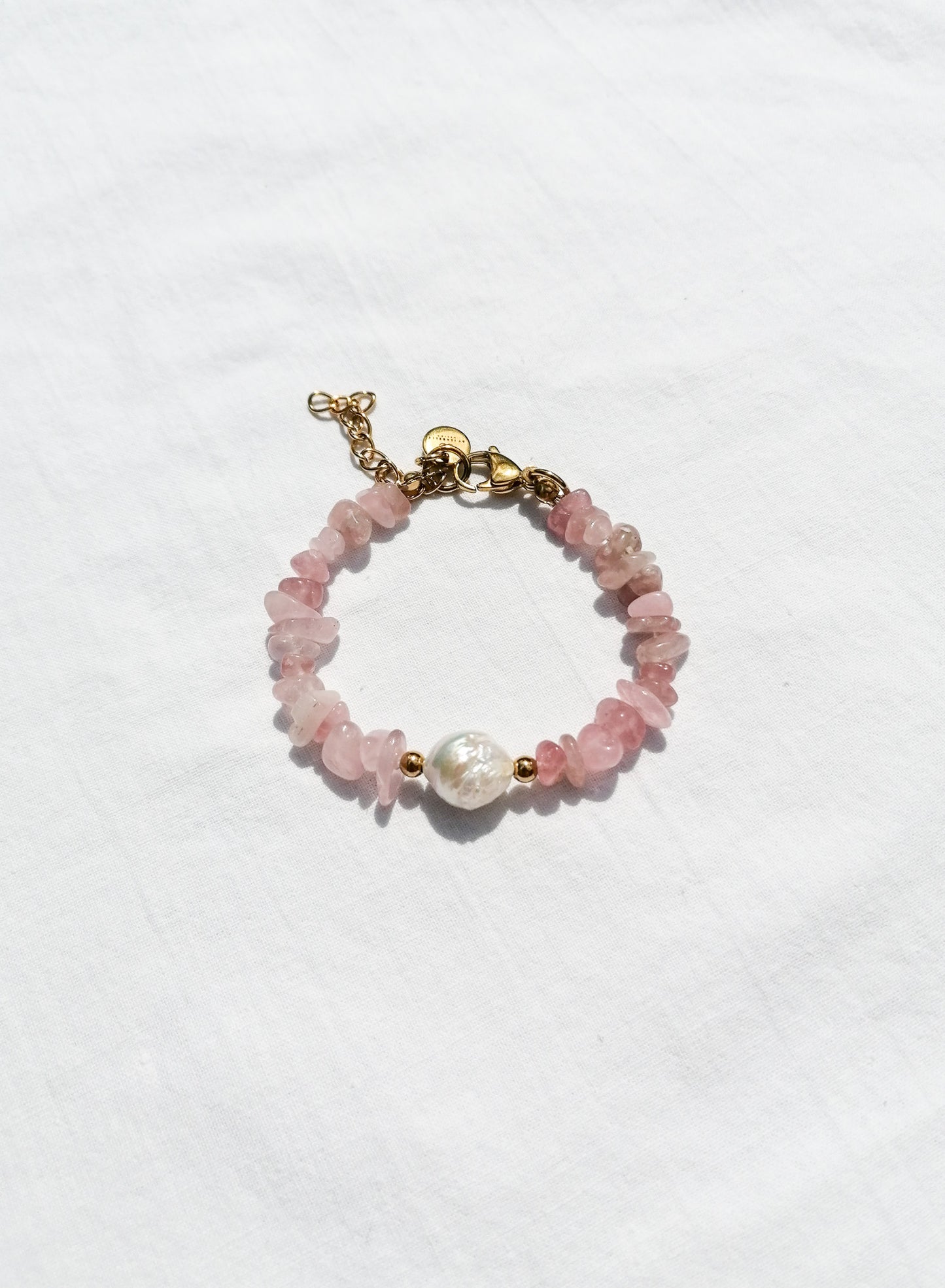 Rose quartz and pearl bracelet