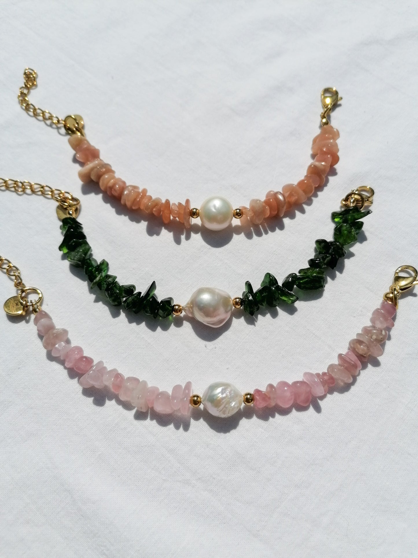 Rose quartz and pearl bracelet