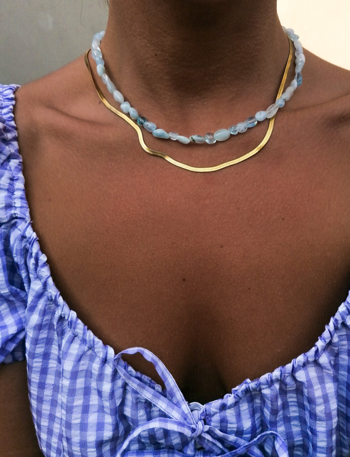 Aquamarine pearl necklace