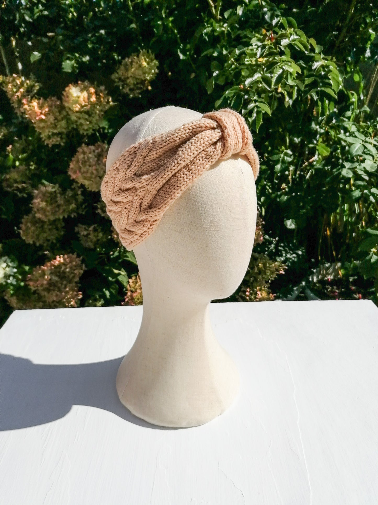 Knitted wool headband - beige