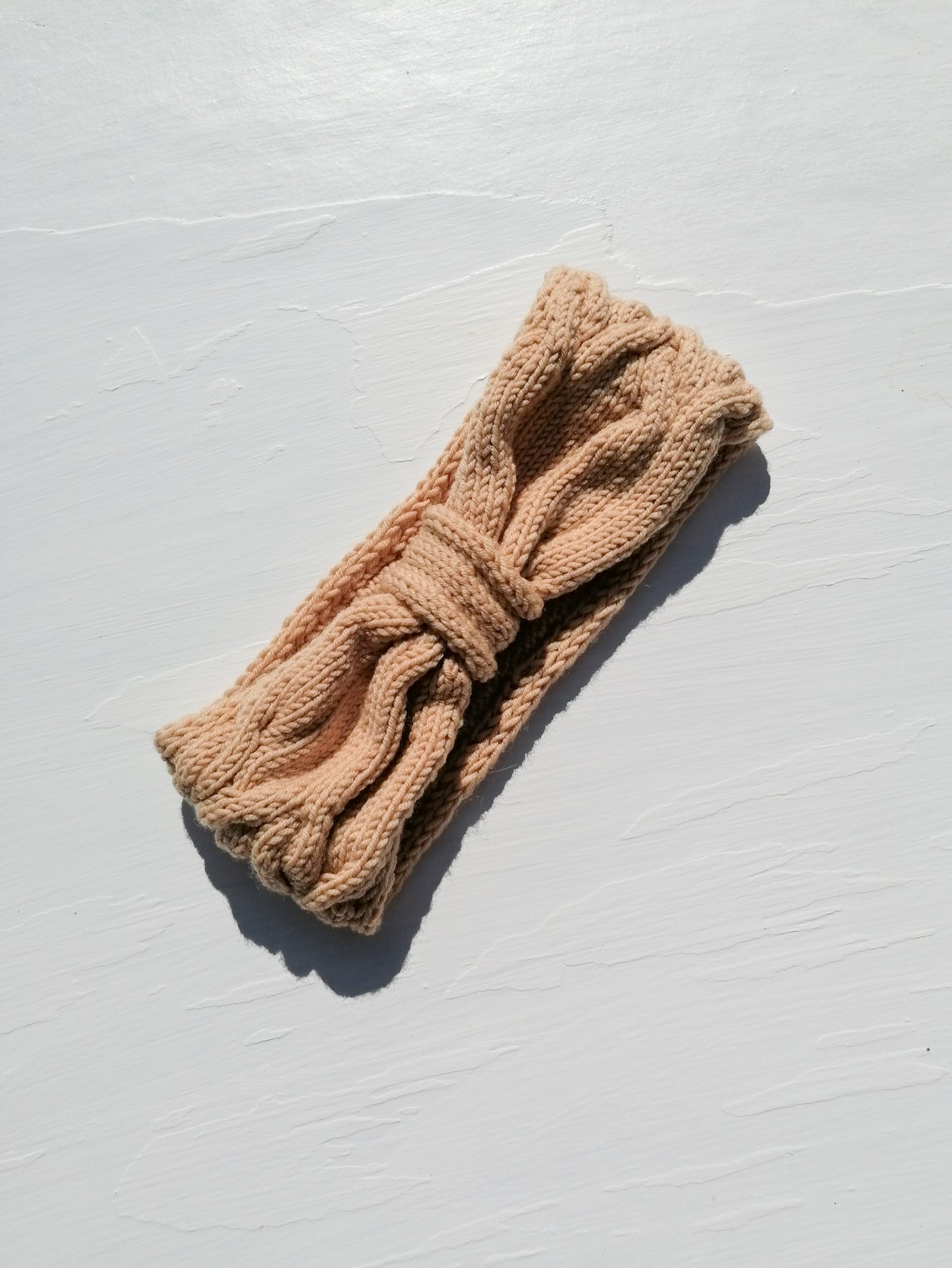 Knitted wool headband - beige