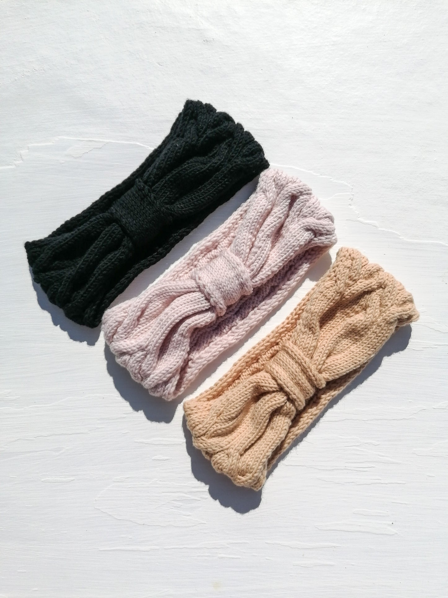 Knitted wool headband - beige