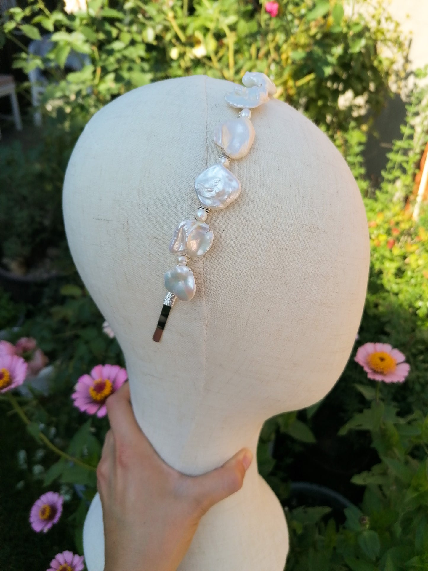 Keshi pearl headband
