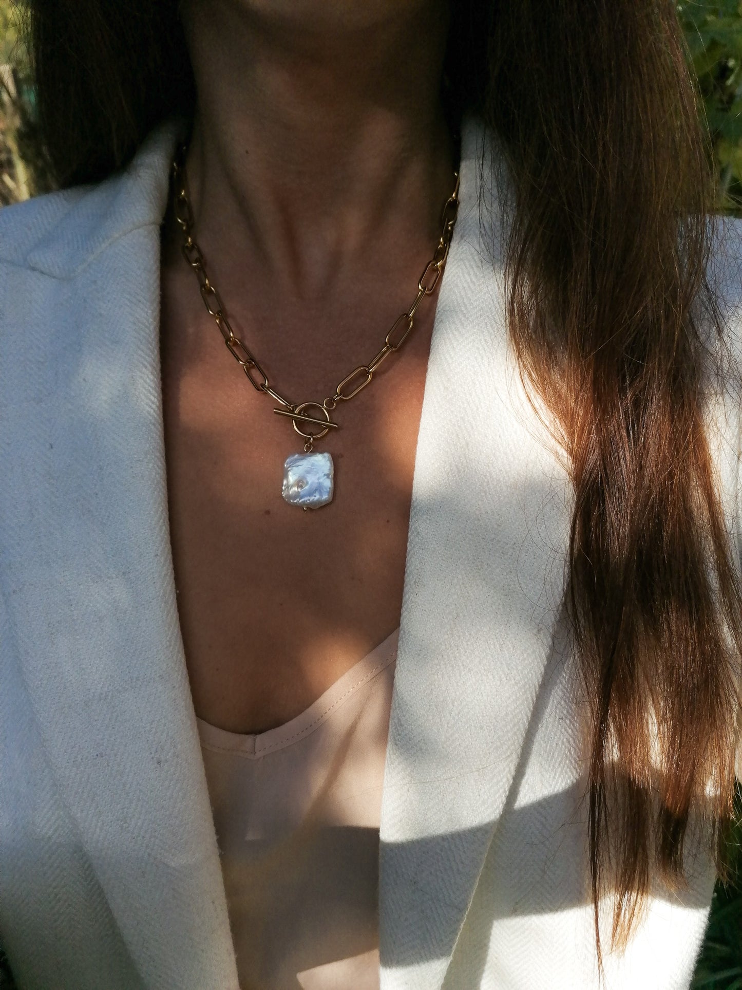 Chunky keshi pearl necklace