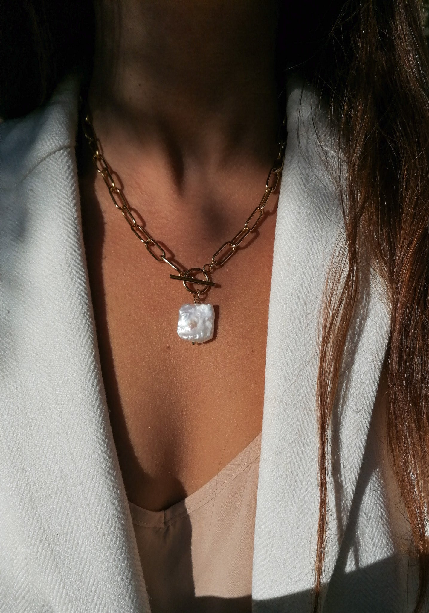 Chunky keshi pearl necklace
