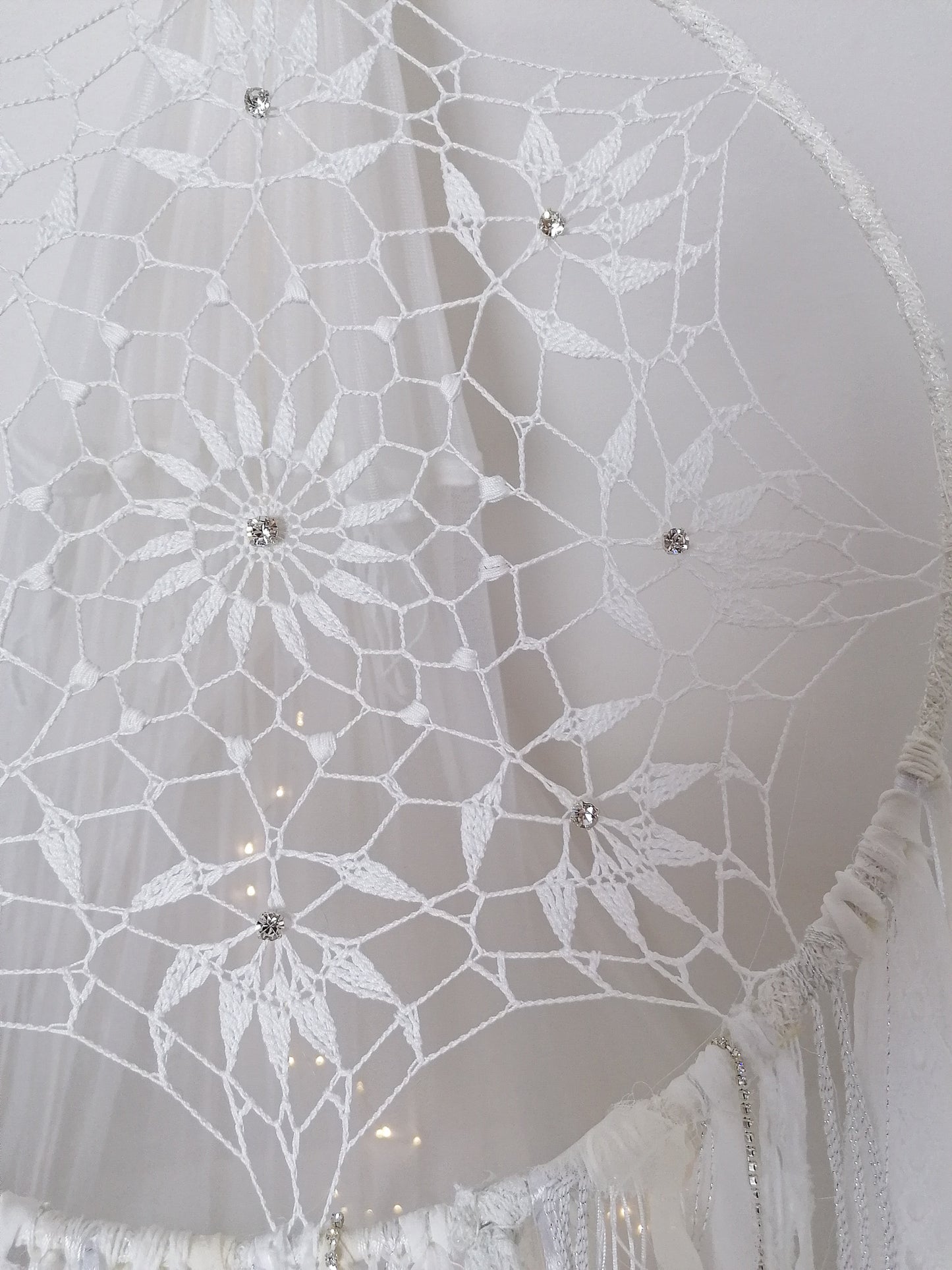 White rhinestone dreamcatcher ⌀ 40 cm