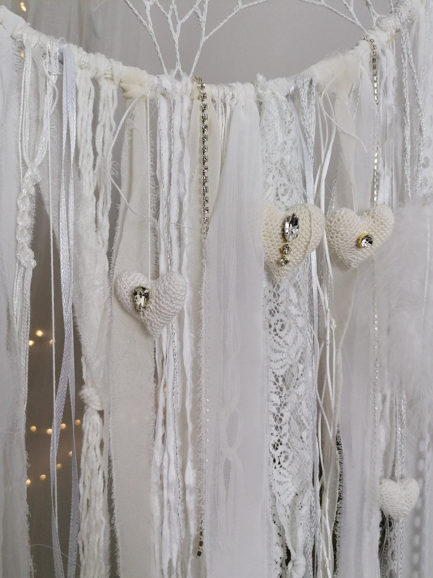 White rhinestone dreamcatcher ⌀ 40 cm