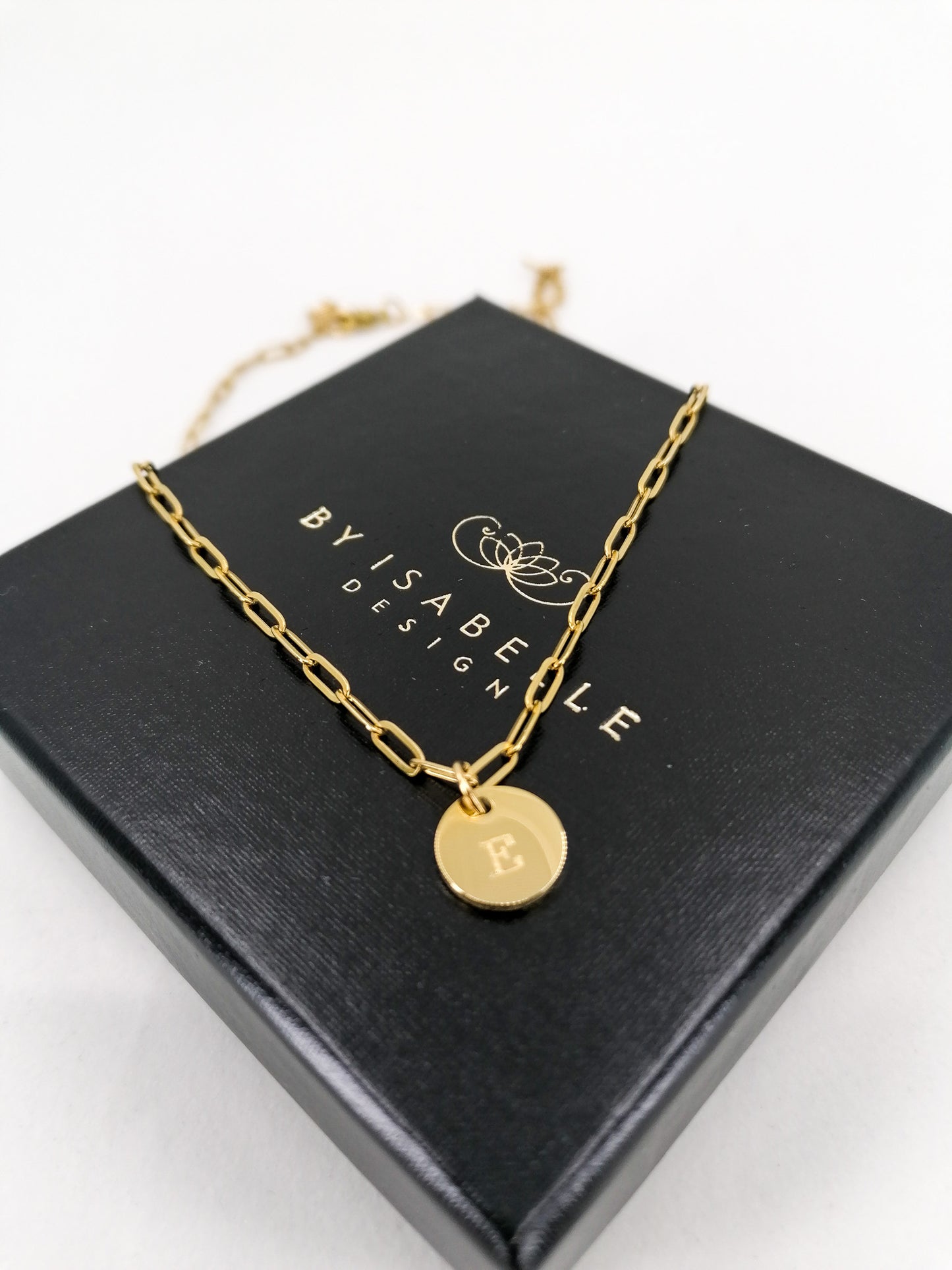 Initial necklace - paperclip chain