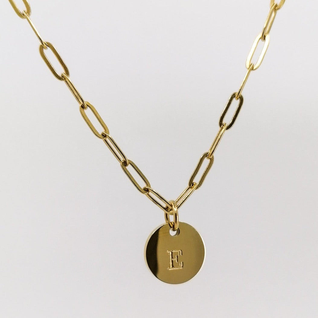 Initial necklace - paperclip chain